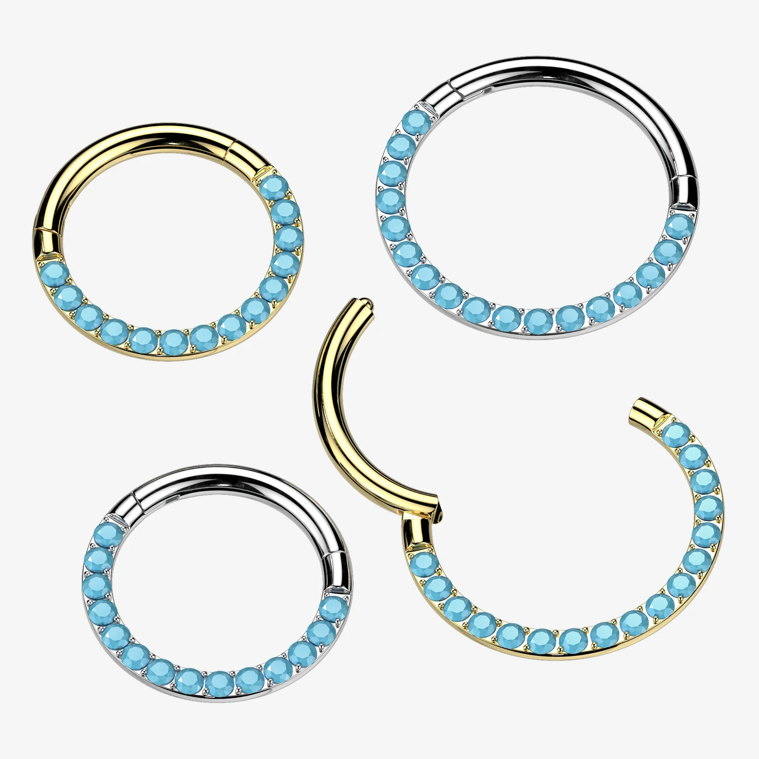 Implant Grade Titanium Golden Turquoise Lined Clicker Hoop Ring - Image 2