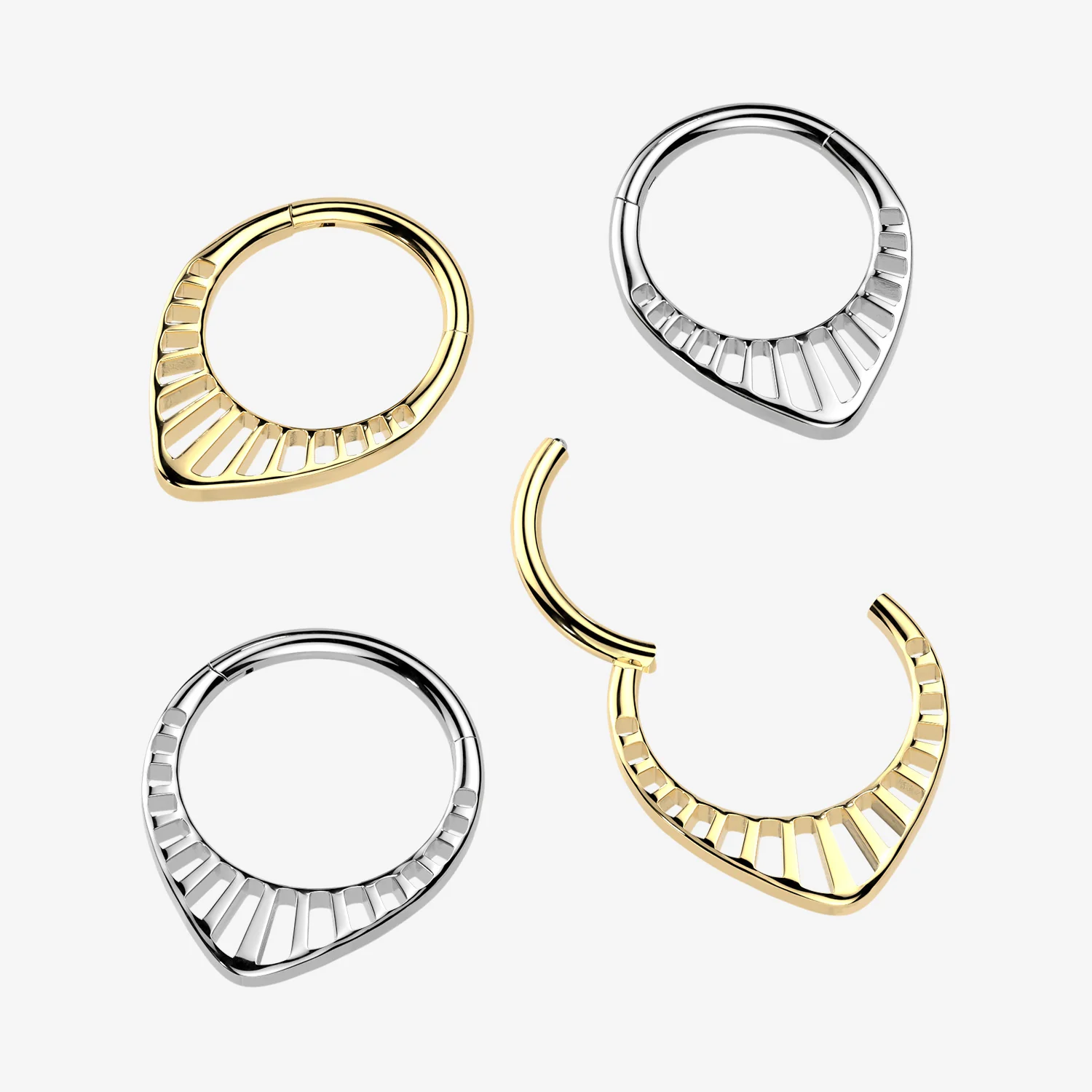Implant Grade Titanium Grand Tiara Teardrop Clicker Hoop Ring - Image 2