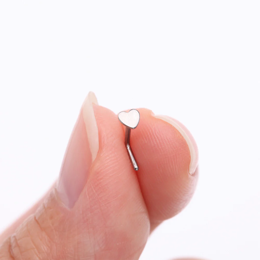 Implant Grade Titanium Heart Icon L-Shaped Nose Ring - Image 3