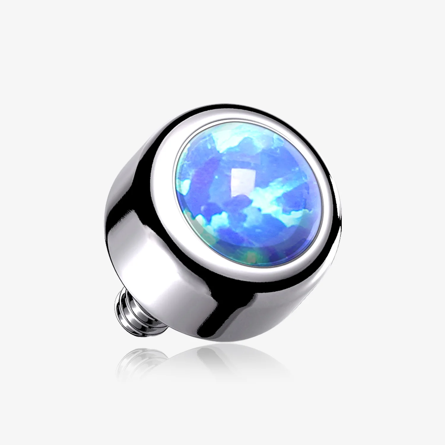 Implant Grade Titanium Internally Threaded Bezel Set Fire Opal Part