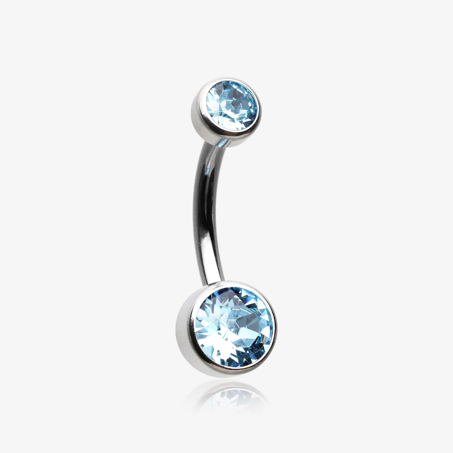 Implant Grade Titanium Internally Threaded Bezel Set Gem Belly Button Ring