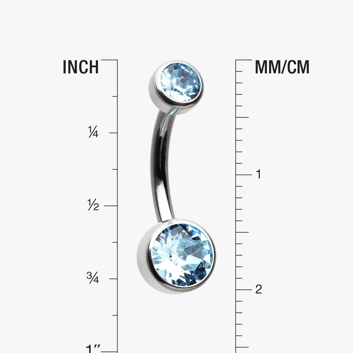 Implant Grade Titanium Internally Threaded Bezel Set Gem Belly Button Ring - Image 2