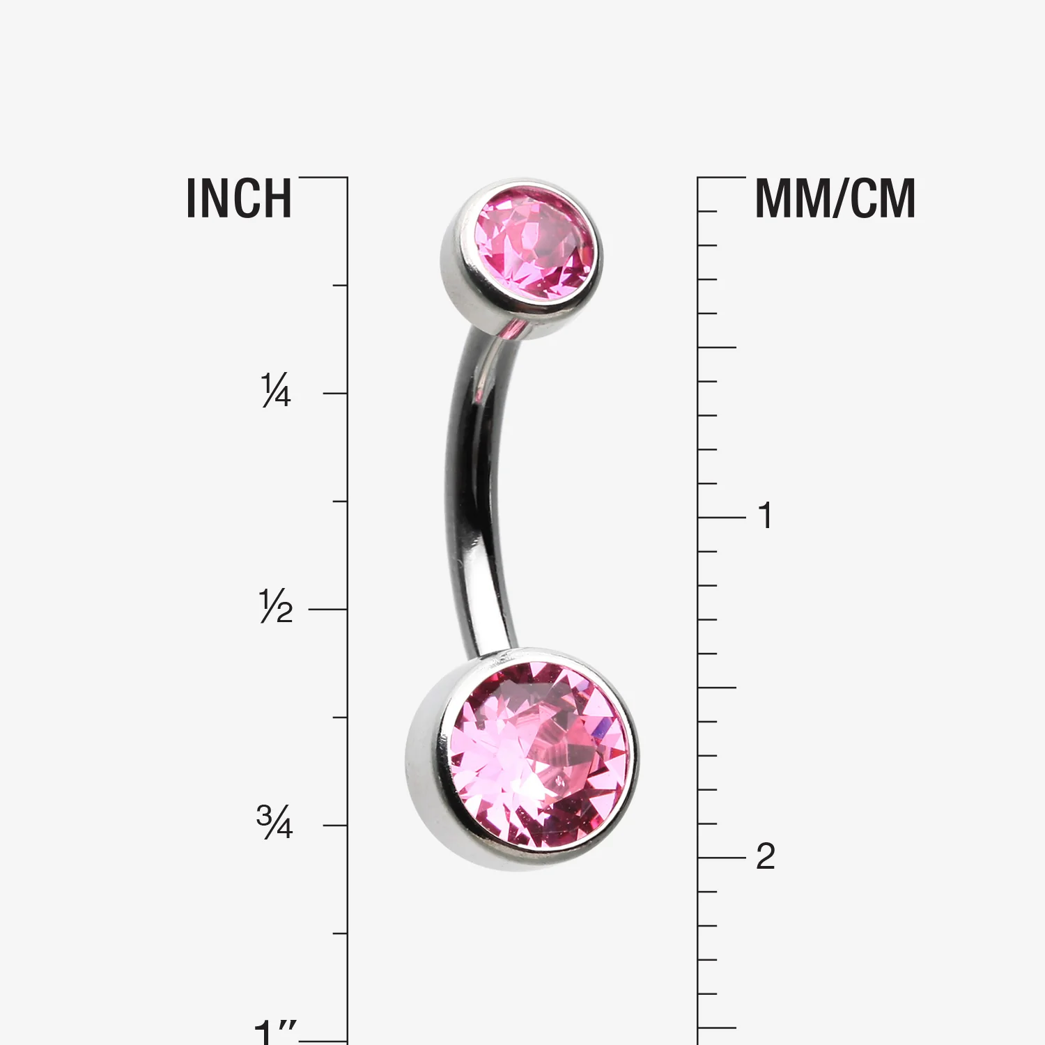 Implant Grade Titanium Internally Threaded Bezel Set Gem Belly Button Ring - Image 2