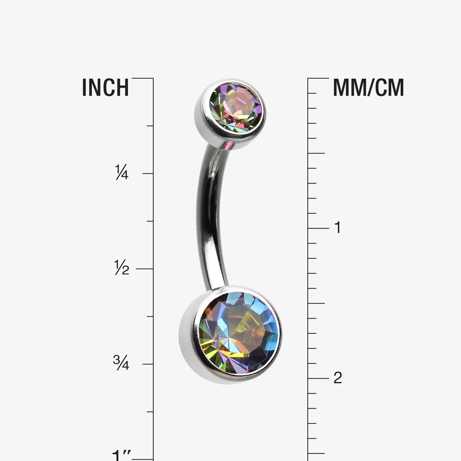 Implant Grade Titanium Internally Threaded Bezel Set Gem Belly Button Ring - Image 2