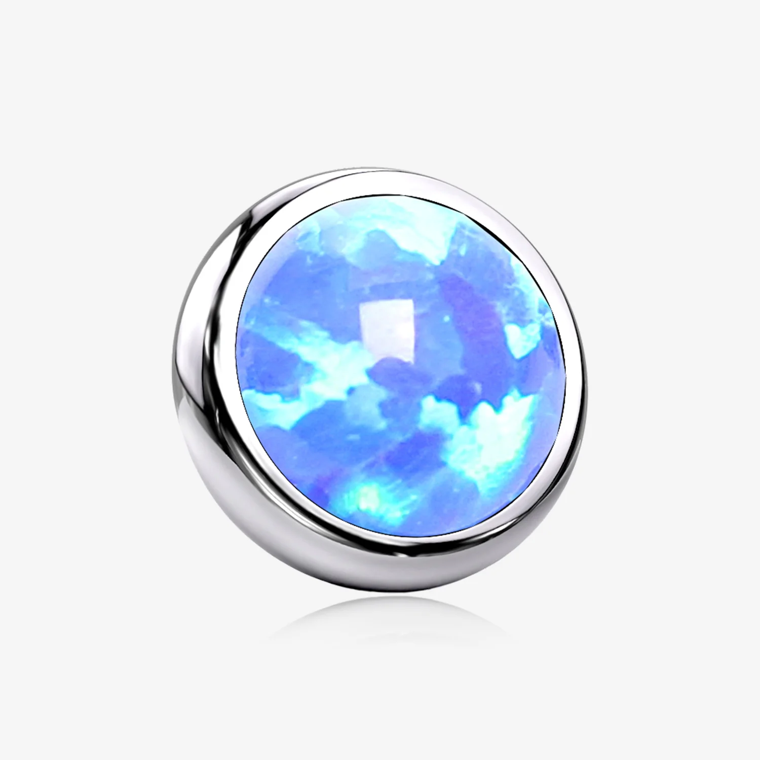 Implant Grade Titanium Internally Threaded Bezel Set Round Fire Opal Part