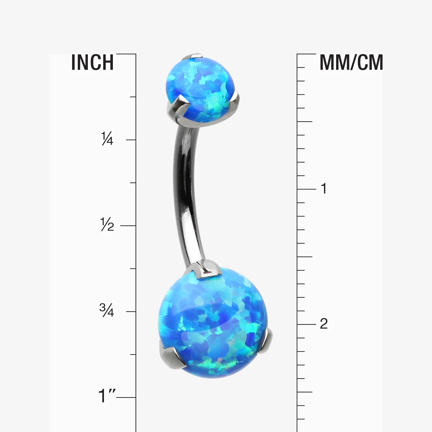 Implant Grade Titanium Internally Threaded Opal Prong Belly Button Ring - Image 2