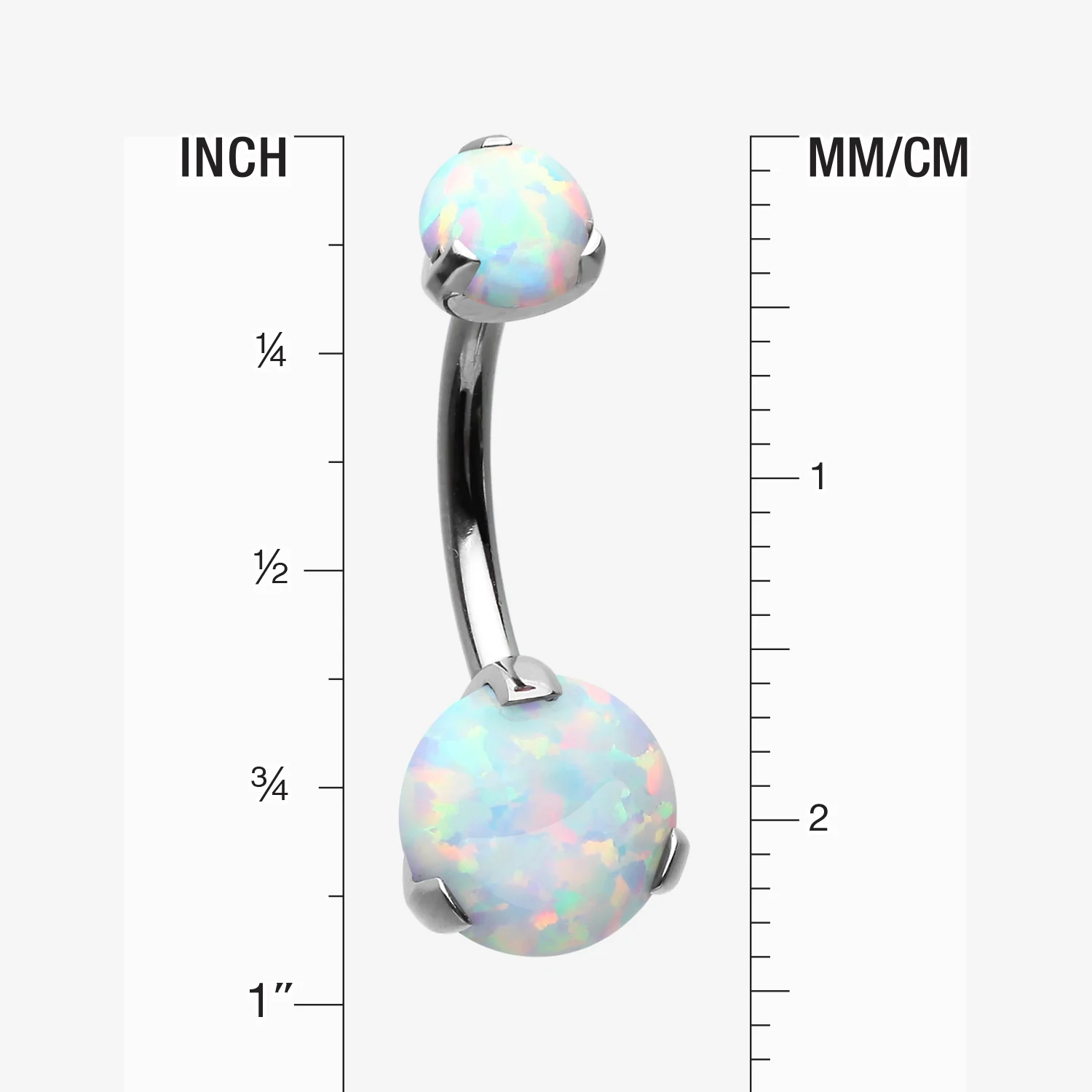 Implant Grade Titanium Internally Threaded Opal Prong Belly Button Ring - Image 2