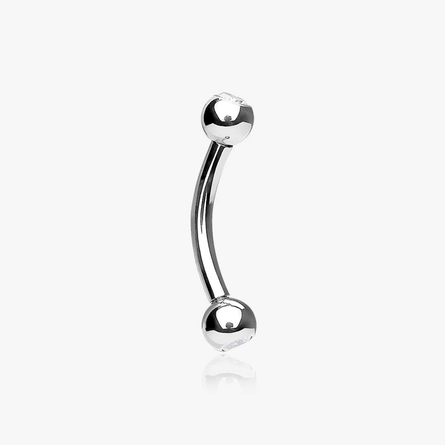 Implant Grade Titanium Internally Threaded Press Fit Gem Ball Ends Curved Barbell