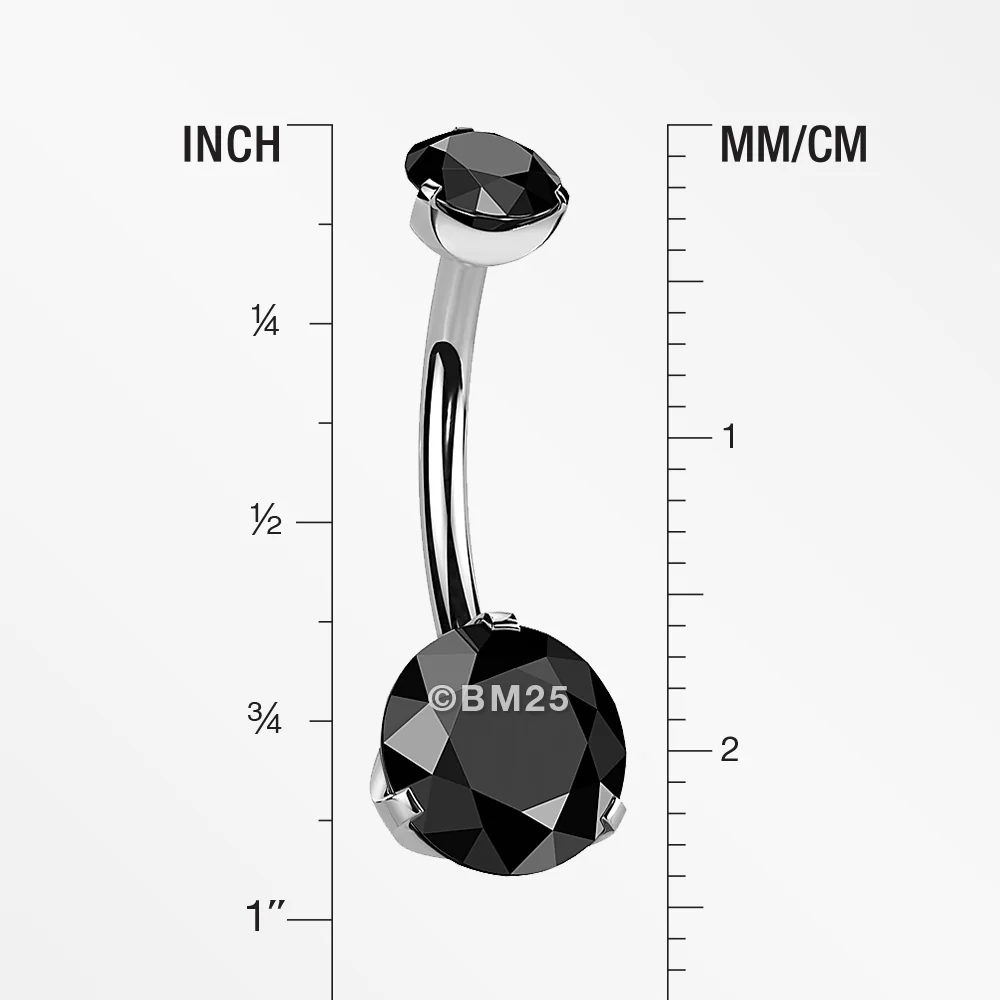 Implant Grade Titanium Internally Threaded Prong Set Belly Button Ring - Image 2