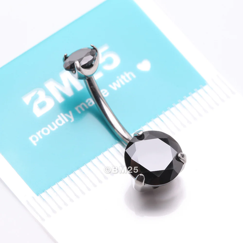 Implant Grade Titanium Internally Threaded Prong Set Belly Button Ring - Image 5