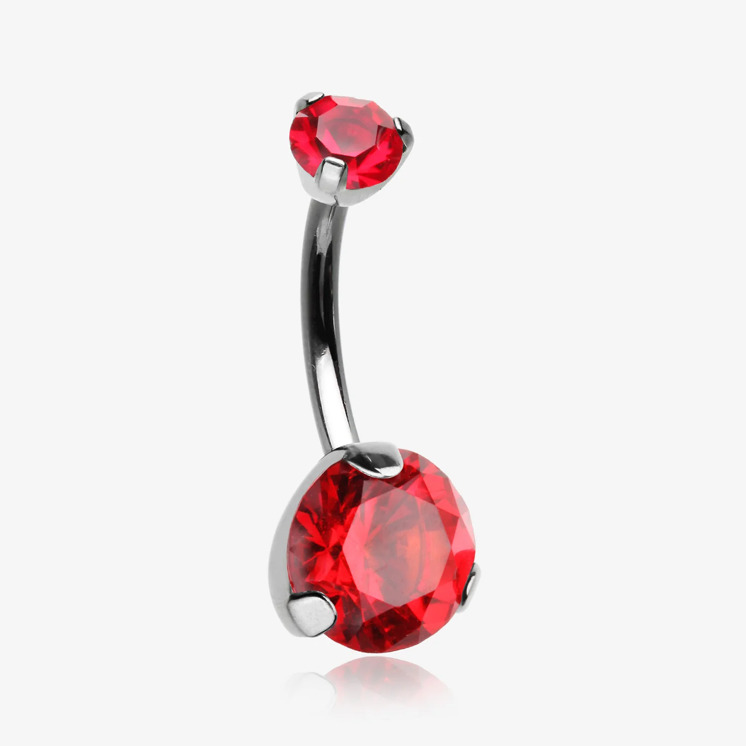 Implant Grade Titanium Internally Threaded Prong Set Belly Button Ring