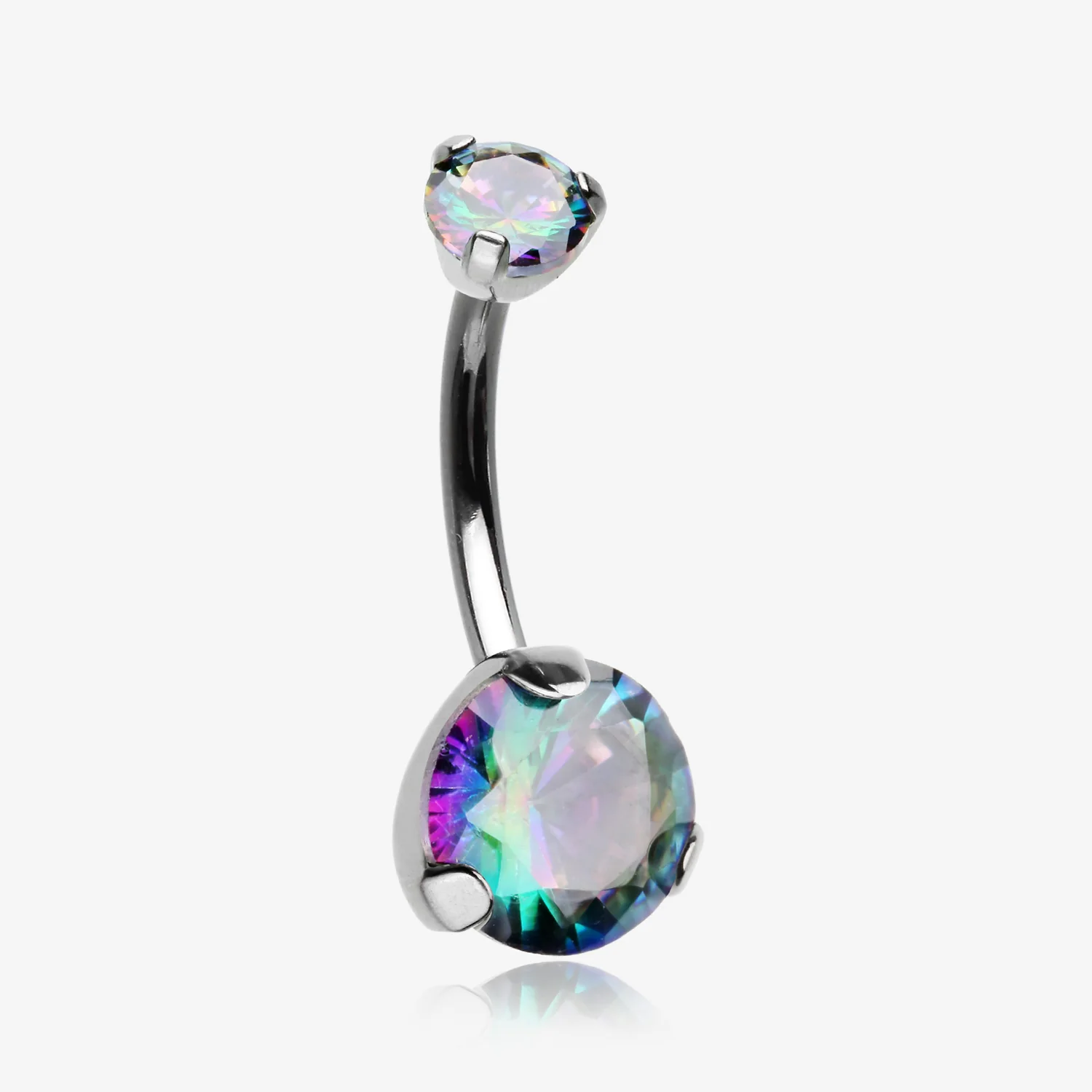 Implant Grade Titanium Internally Threaded Prong Set Belly Button Ring