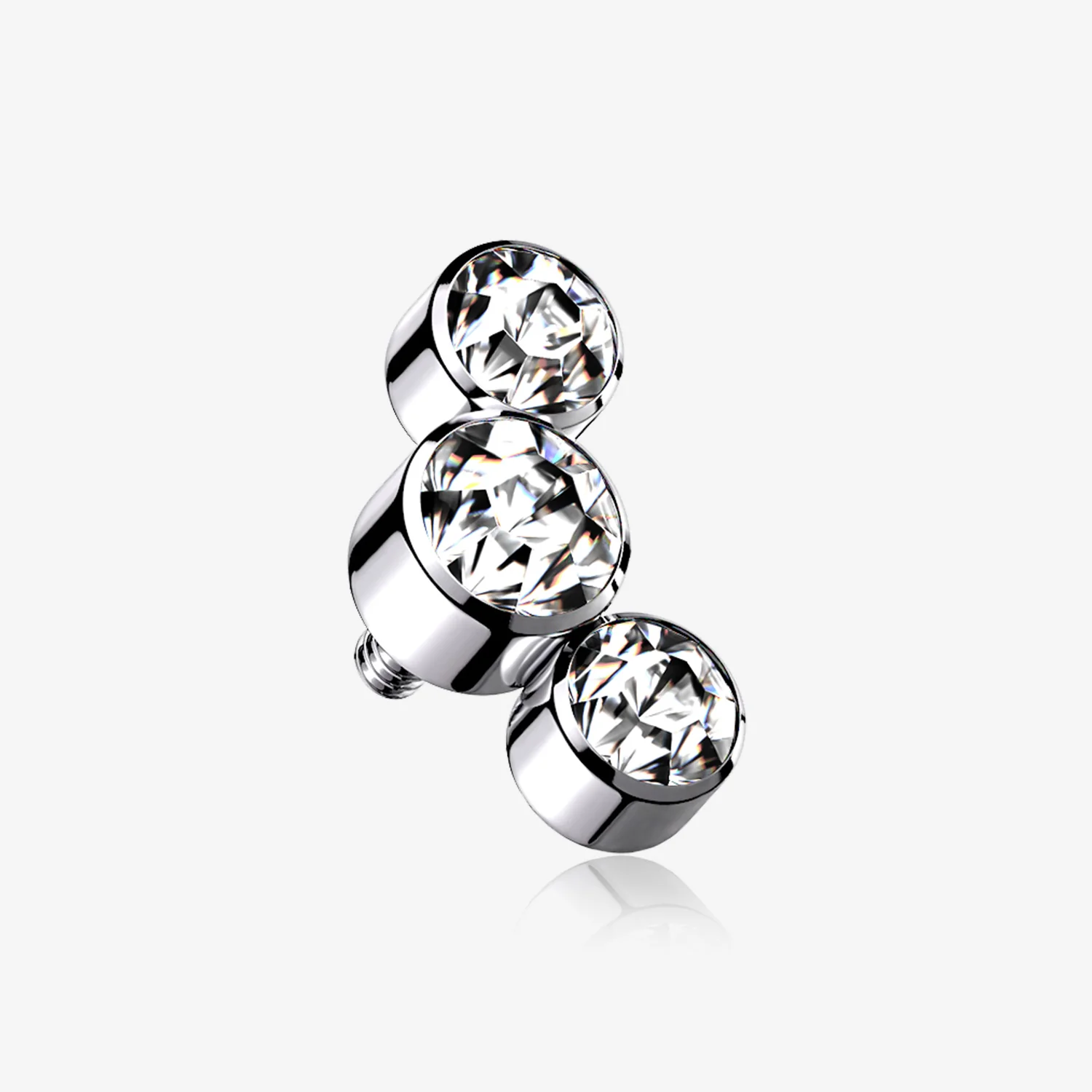 Implant Grade Titanium Internally Threaded Triple Swarovski Crystal Sparkle Top Part