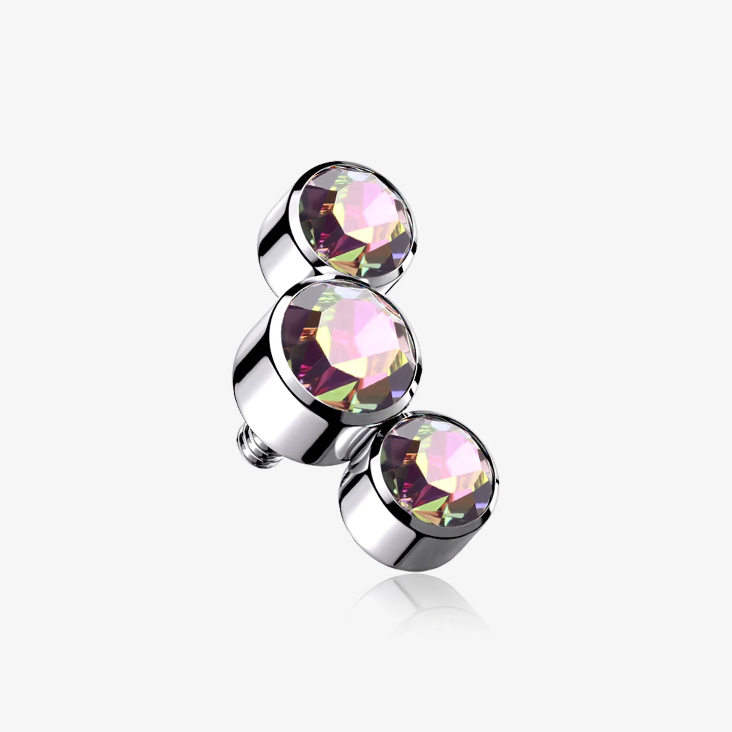 Implant Grade Titanium Internally Threaded Triple Swarovski Crystal Sparkle Top Part