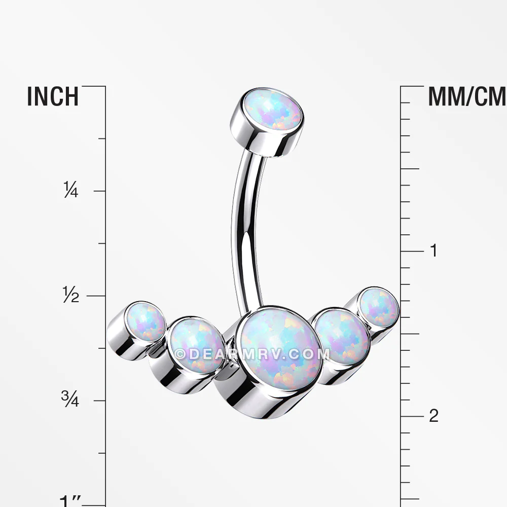Implant Grade Titanium Journey Curve Fire Opal Internally Threaded Belly Button Ring - Image 4