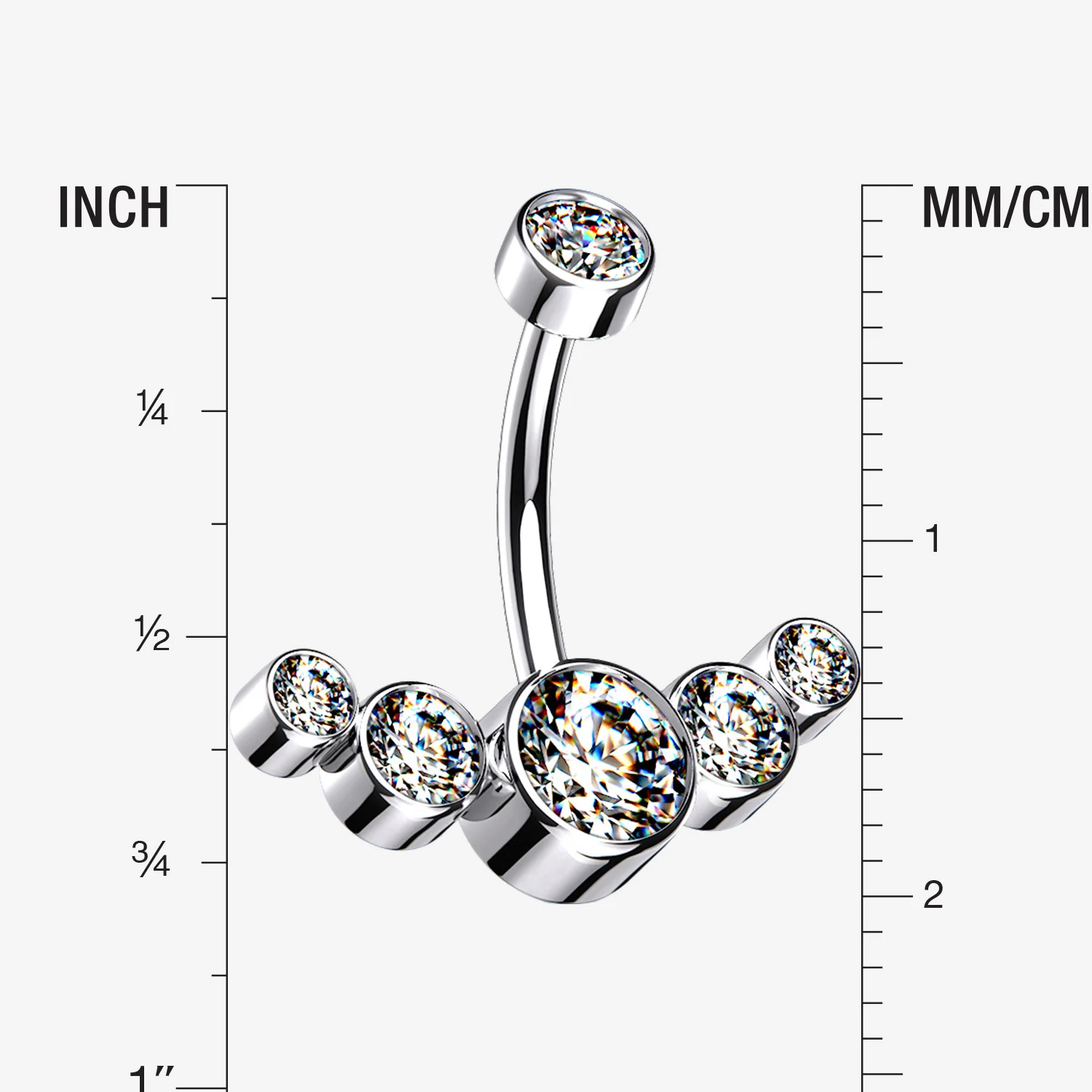 Implant Grade Titanium Journey Curve Sparkle Internally Threaded Belly Button Ring - Image 2