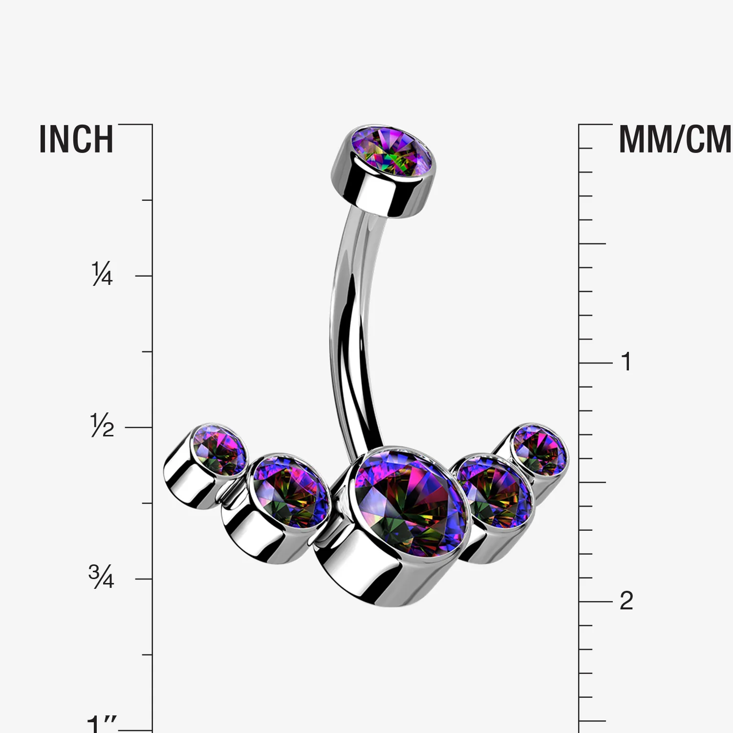 Implant Grade Titanium Journey Curve Sparkle Internally Threaded Belly Button Ring - Image 2