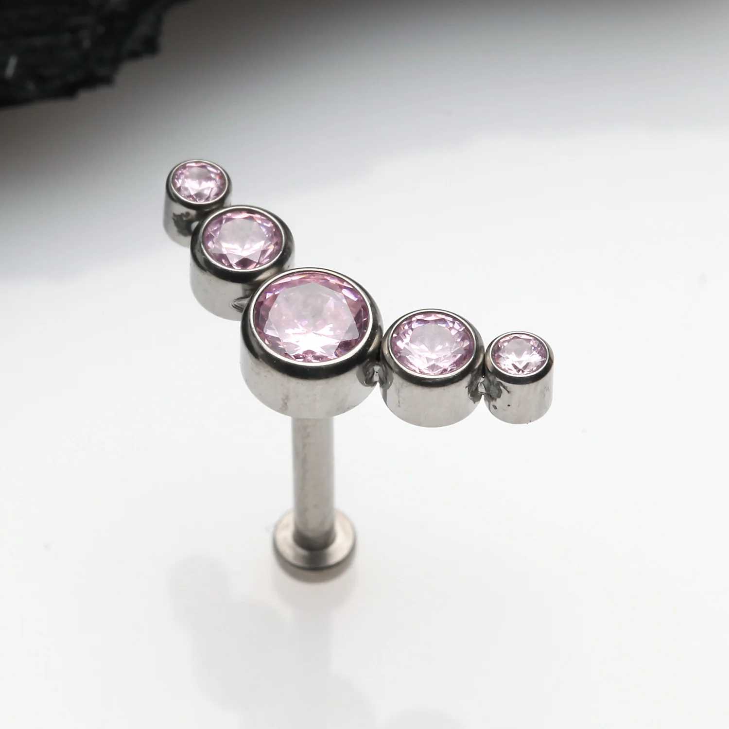 Implant Grade Titanium OneFit Threadless Journey Sparkle Curve Top Flat Back Stud Labret - Image 2