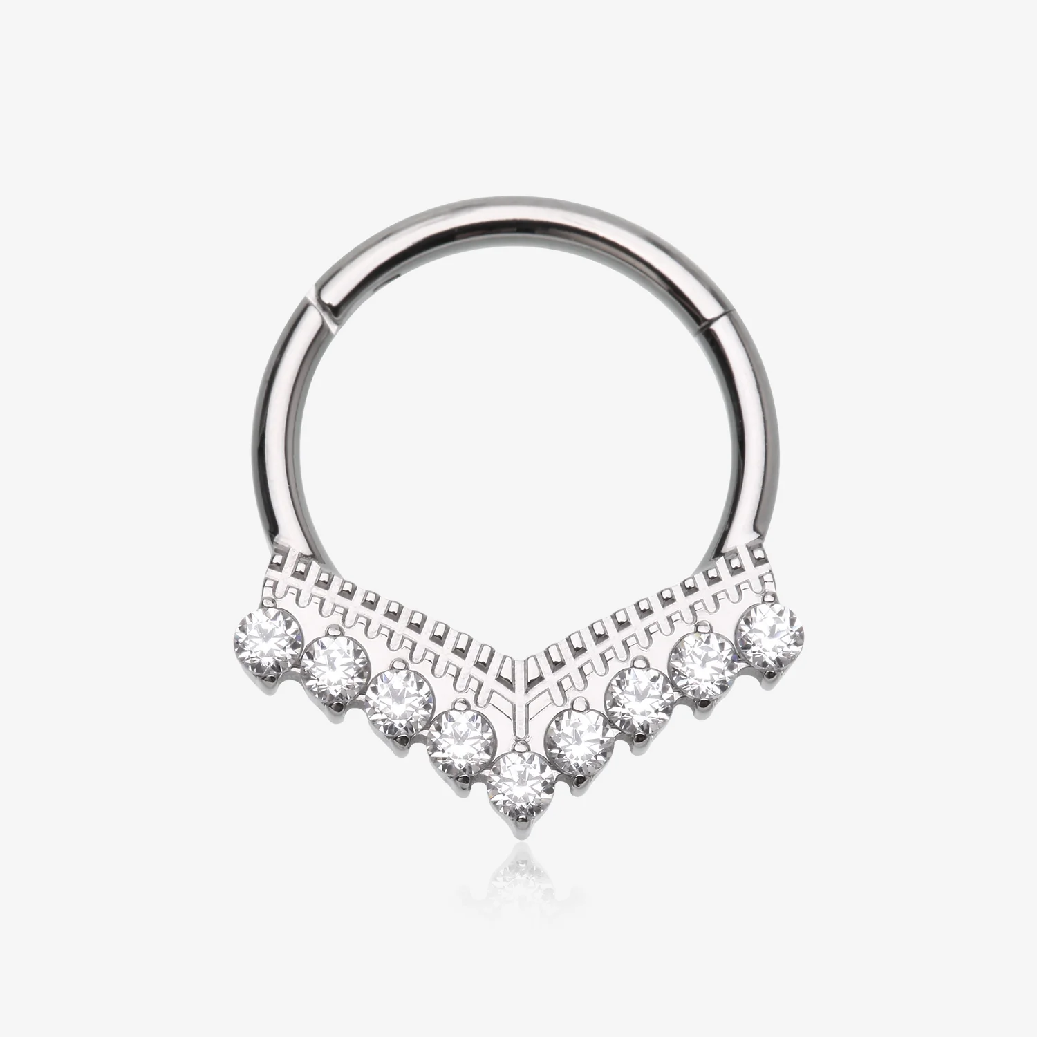 Implant Grade Titanium Majestic Chevron Sparkle Clicker Hoop Ring