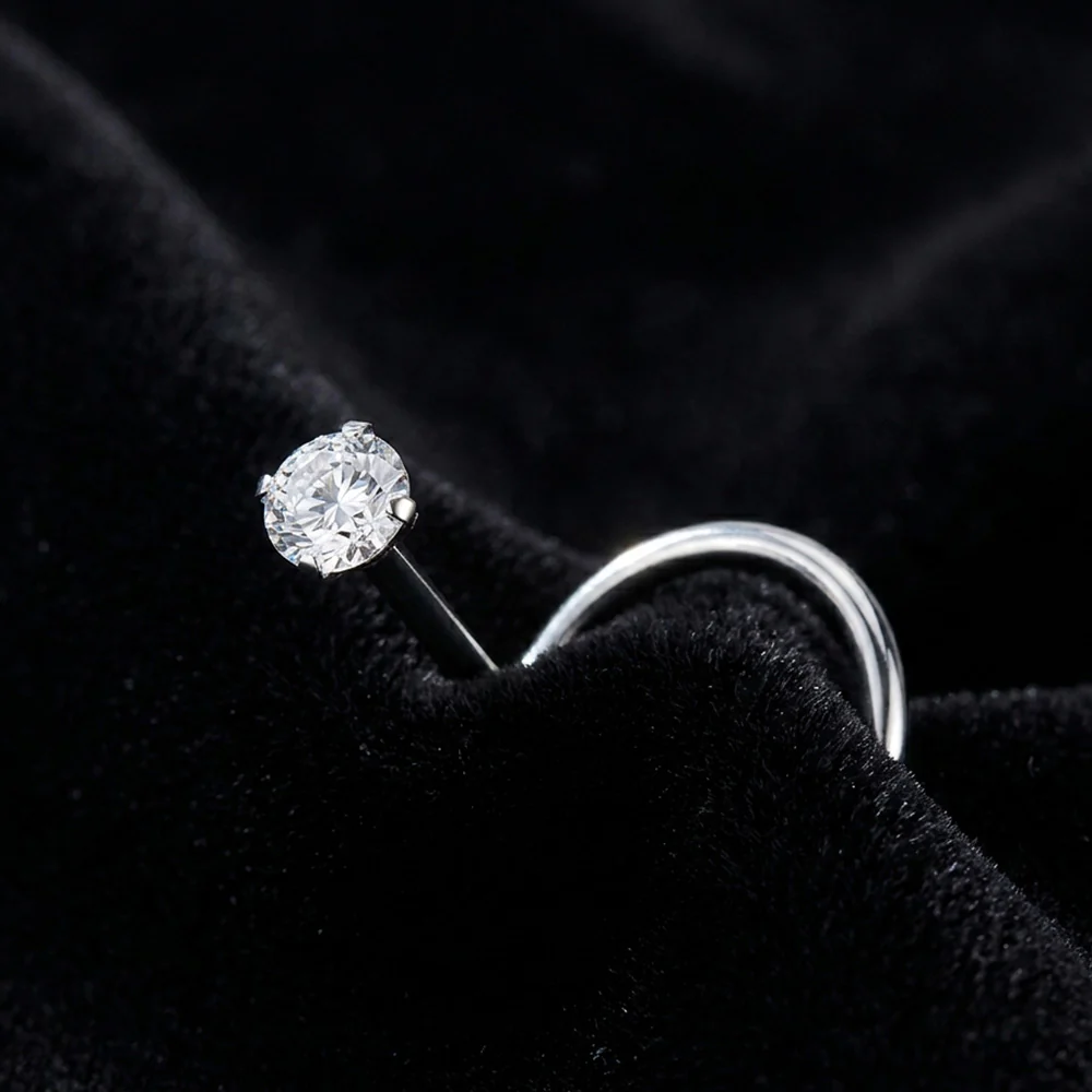 Implant Grade Titanium Moissanite Sparkle Nose Screw Ring - Image 3