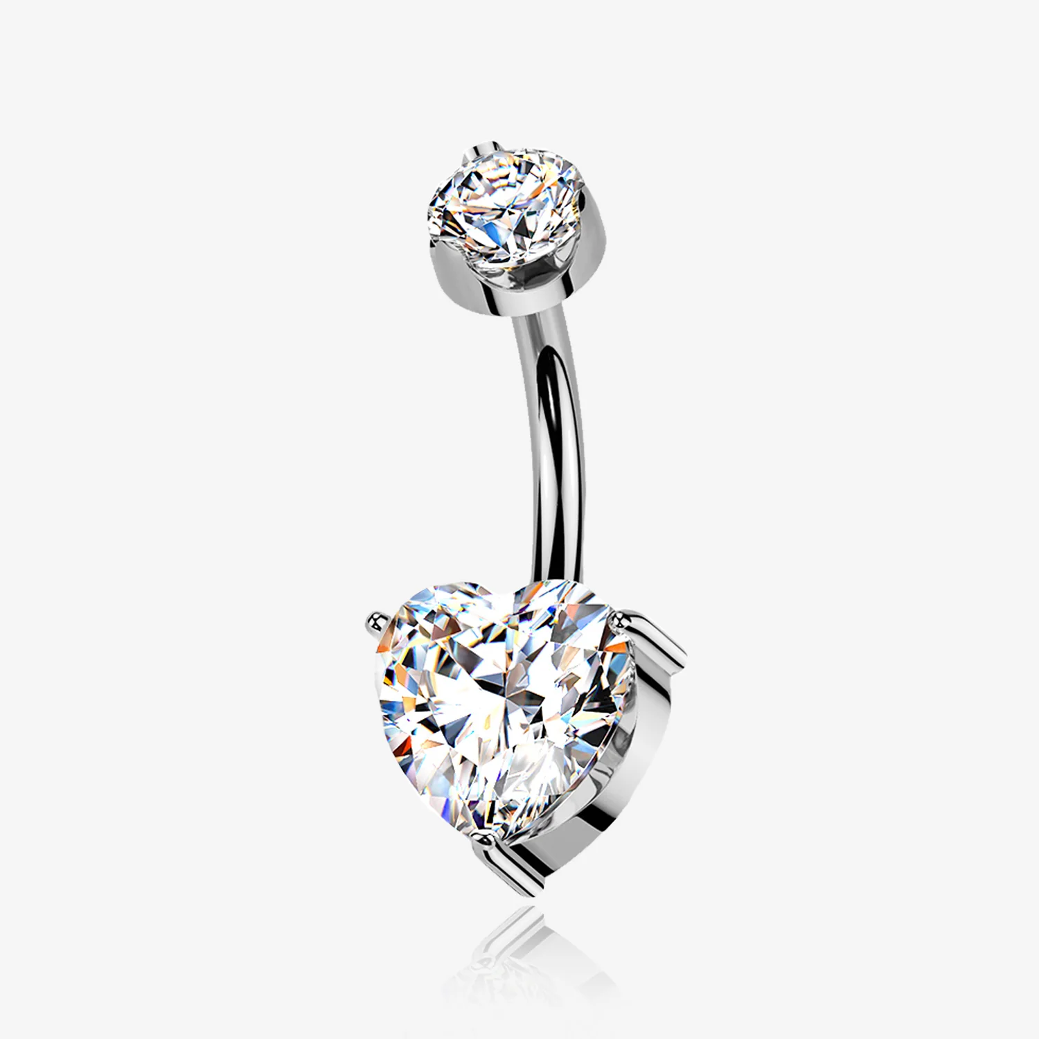 Implant Grade Titanium Moissanite Heart Sparkle Internally Threaded Belly Button Ring