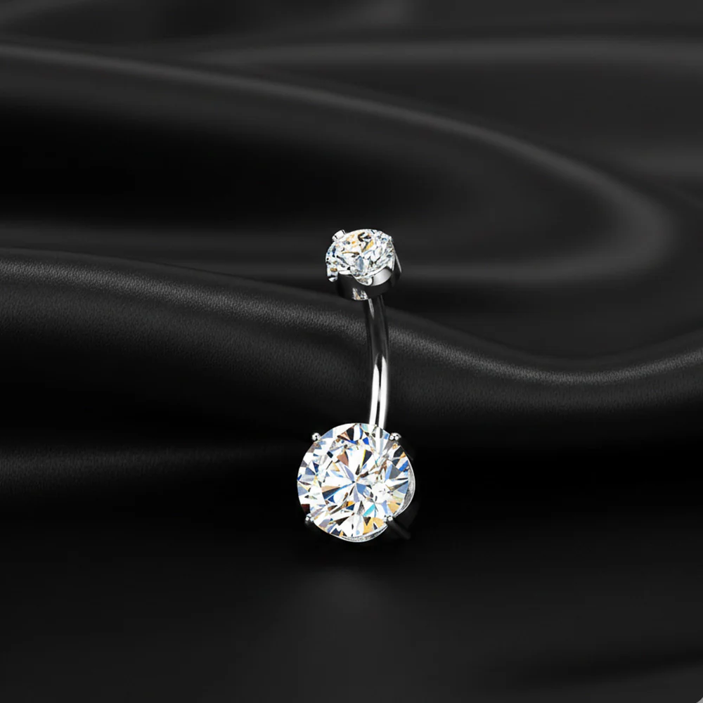 Implant Grade Titanium Moissanite Sparkle Internally Threaded Belly Button Ring - Image 3