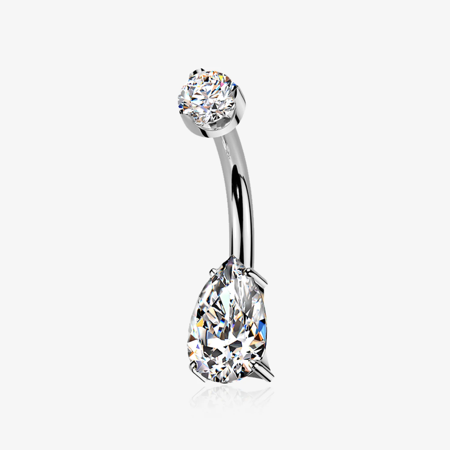 Implant Grade Titanium Moissanite Teardrop Sparkle Internally Threaded Belly Button Ring