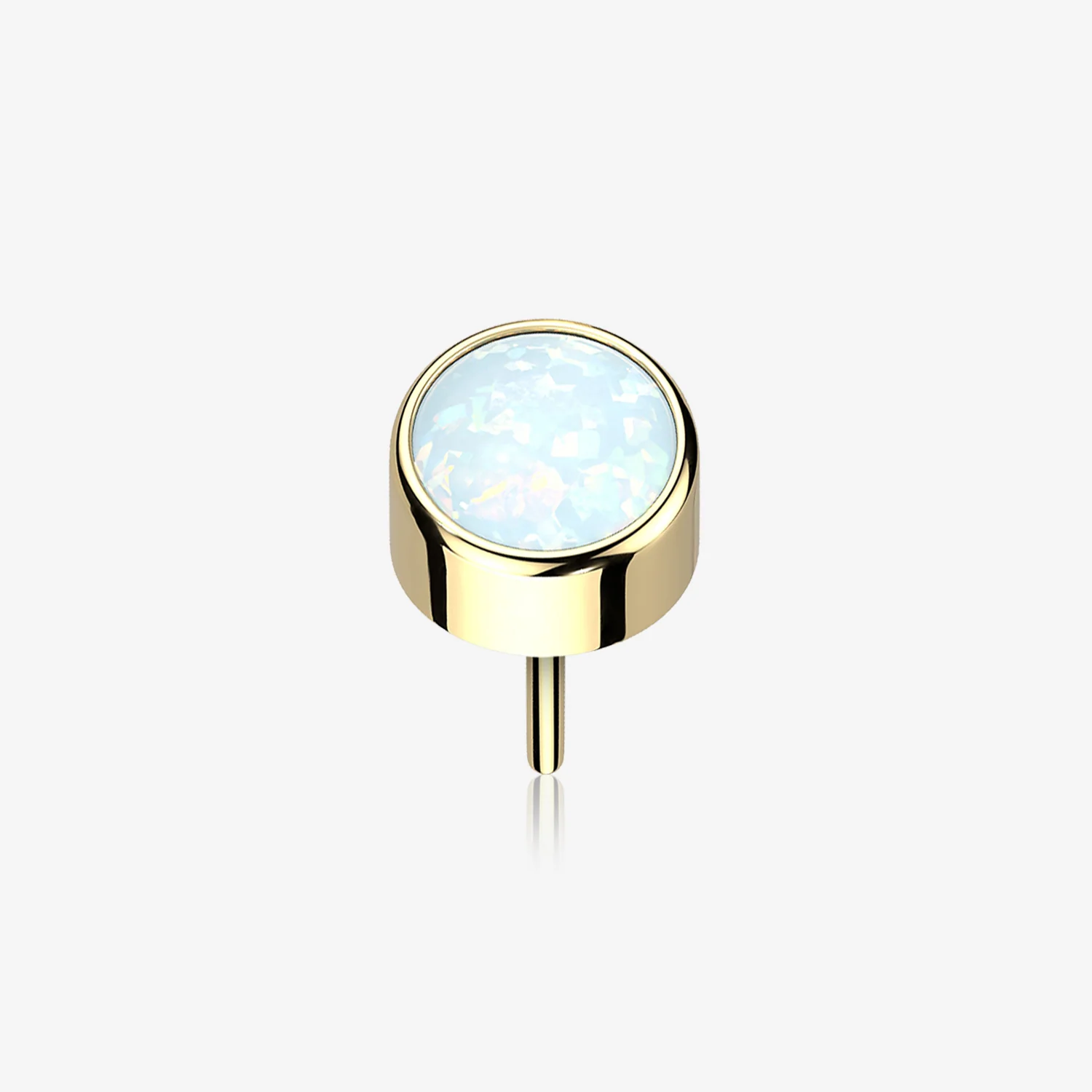 Implant Grade Titanium OneFit Threadless Bezel Round Fire Opal Sparkle Top Part