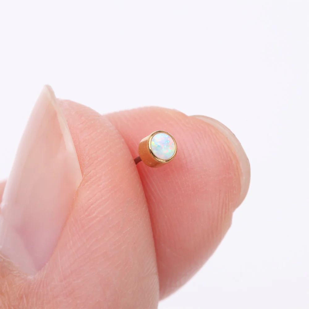 Implant Grade Titanium OneFit Threadless Bezel Round Fire Opal Sparkle Top Part - Image 3