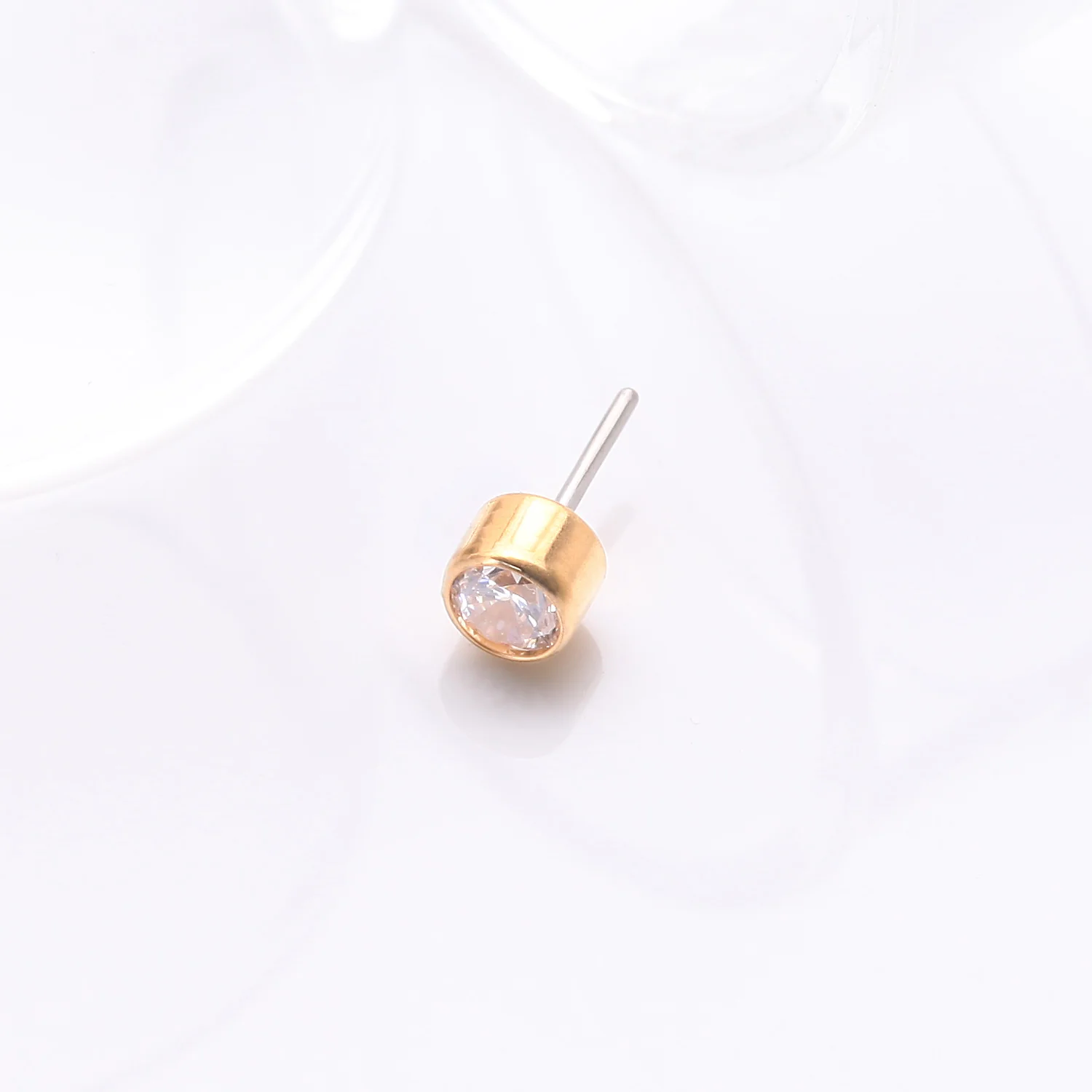Implant Grade Titanium Golden OneFit Threadless Bezel Round Gem Sparkle Top Part - Image 2