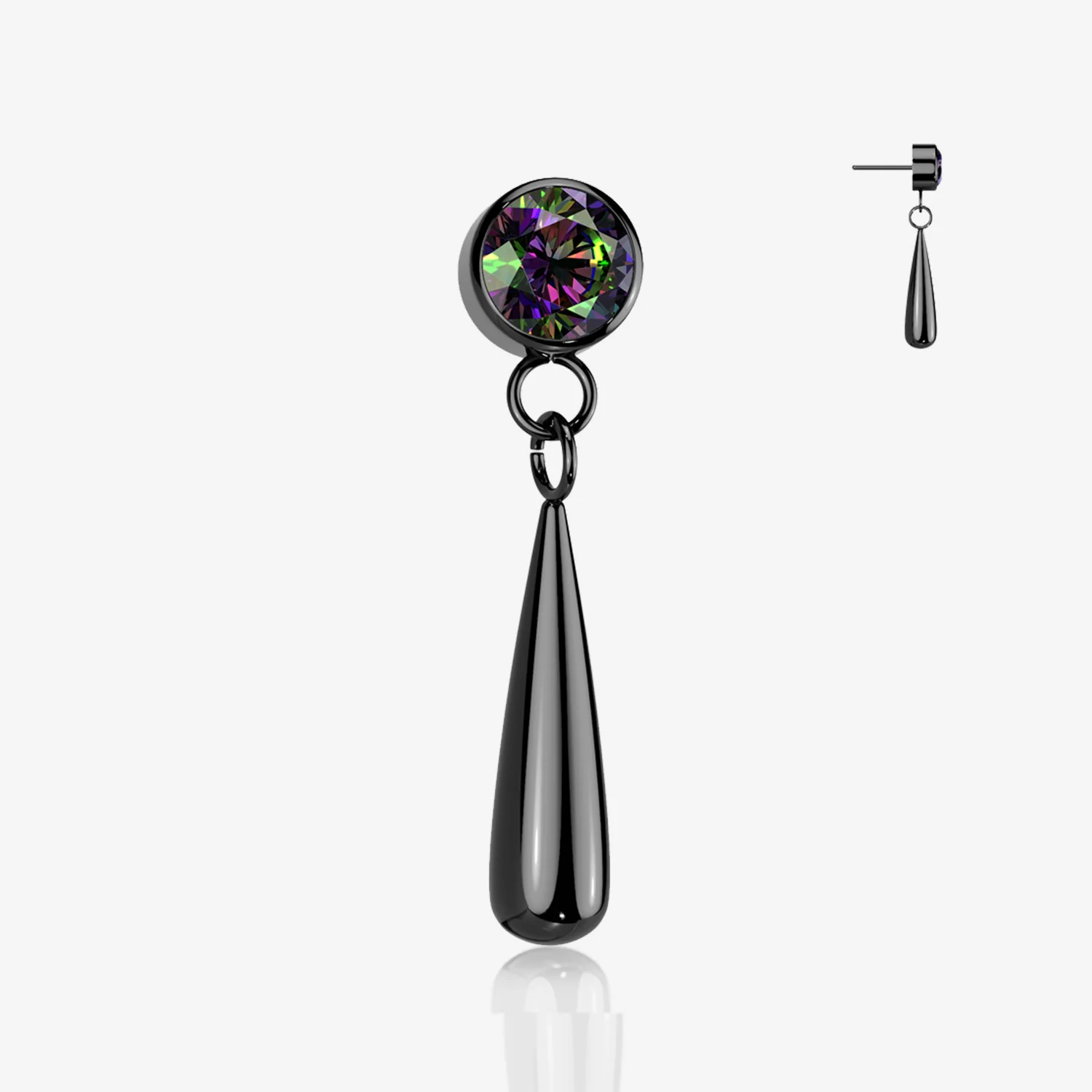 Implant Grade Titanium OneFit Threadless Blackline Sparkle Gem Teardrop Dangle Top Part