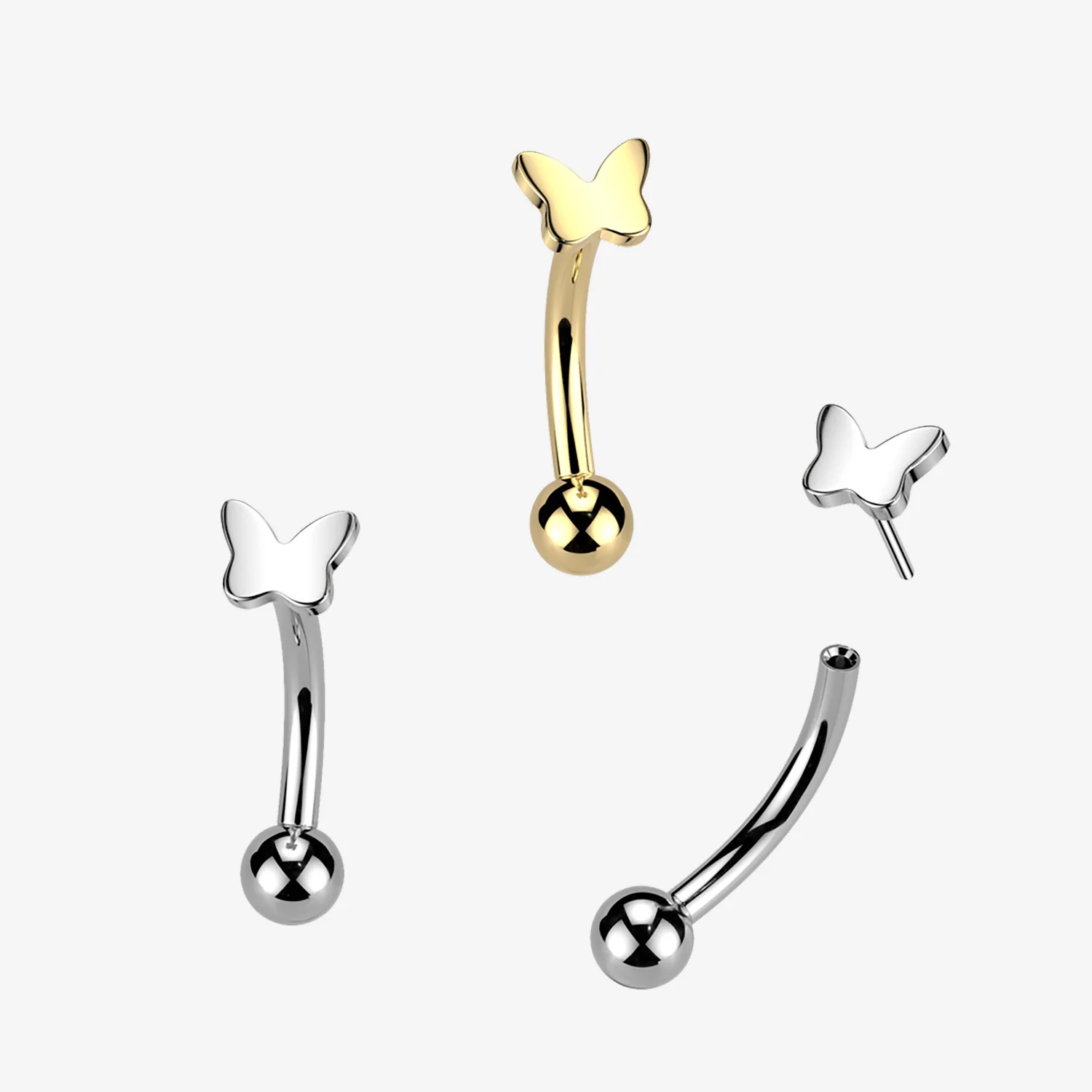Implant Grade Titanium OneFit Threadless Butterfly Icon Top Curved Barbell - Image 2