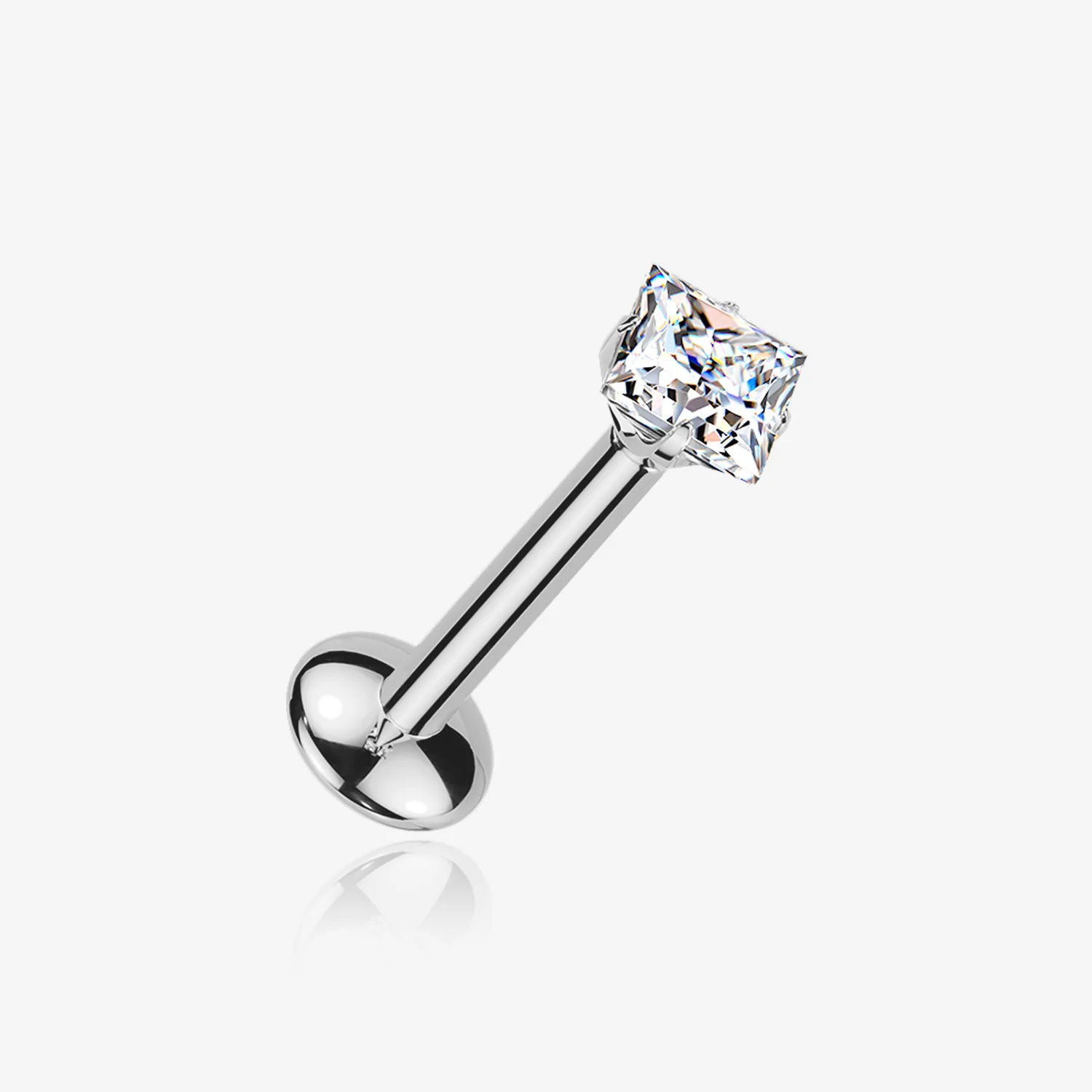 Implant Grade Titanium OneFit Threadless Moissanite Diamante Sparkle Flat Back Labret Stud