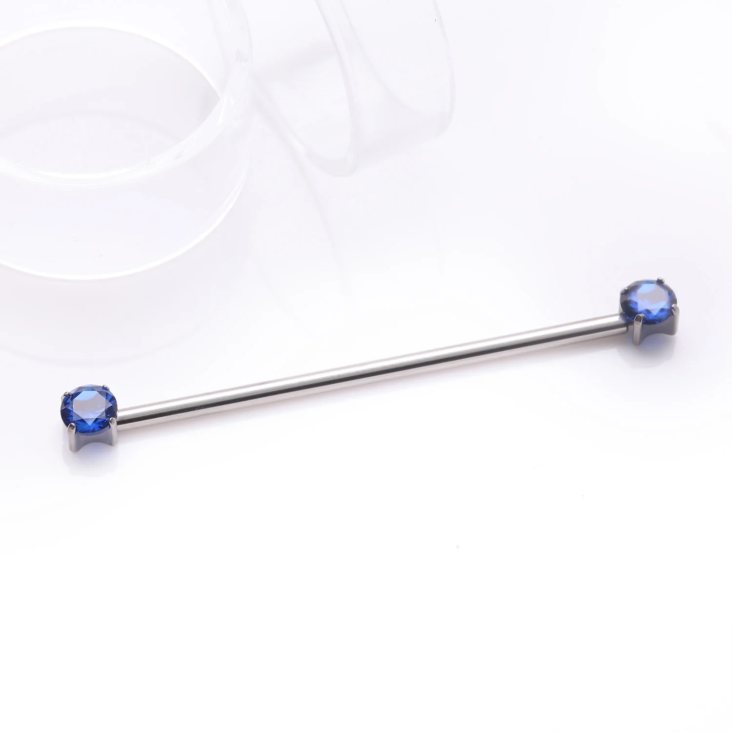Implant Grade Titanium OneFit Threadless Prong Gem Sparkle Industrial Barbell - Image 2