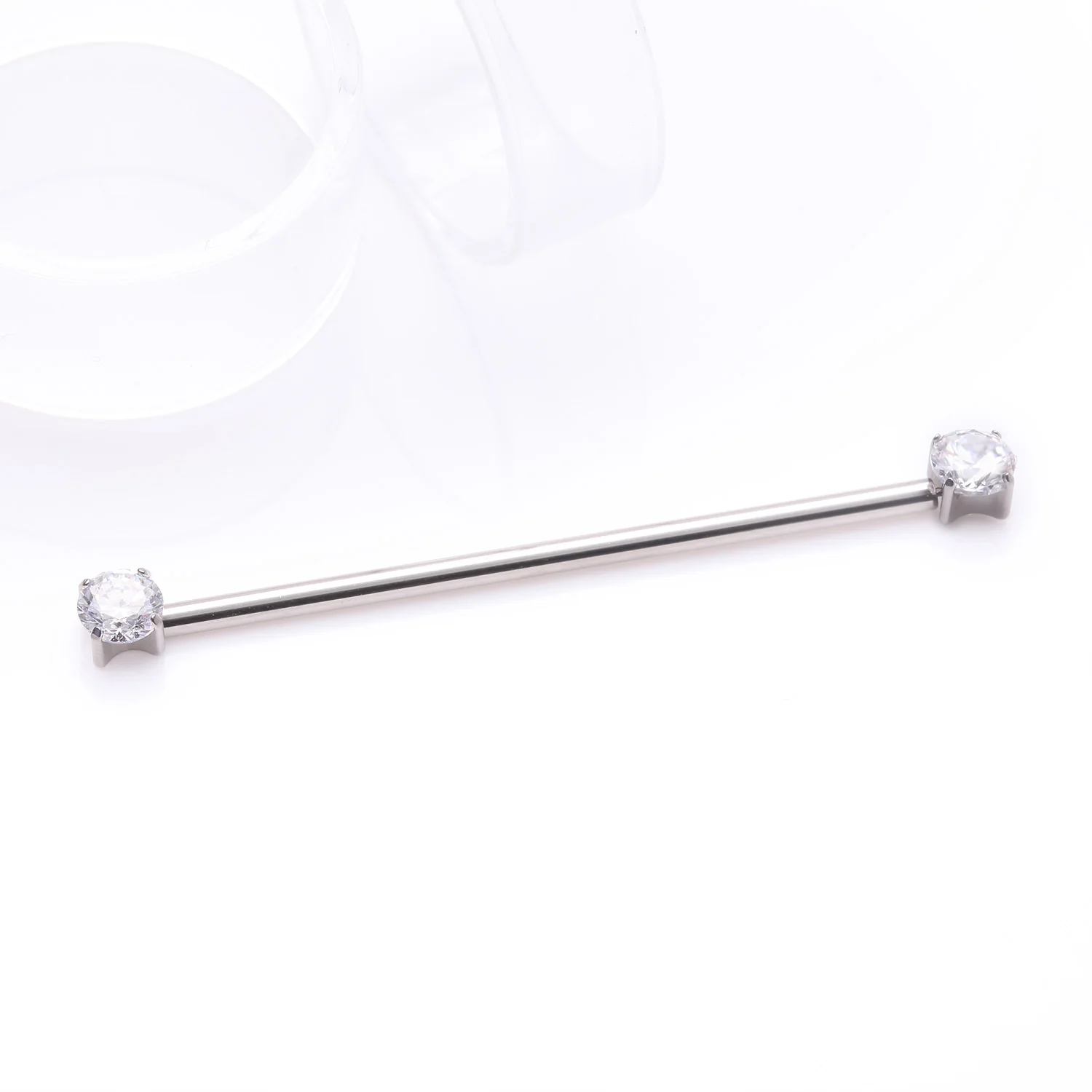 Implant Grade Titanium OneFit Threadless Prong Gem Sparkle Industrial Barbell - Image 2