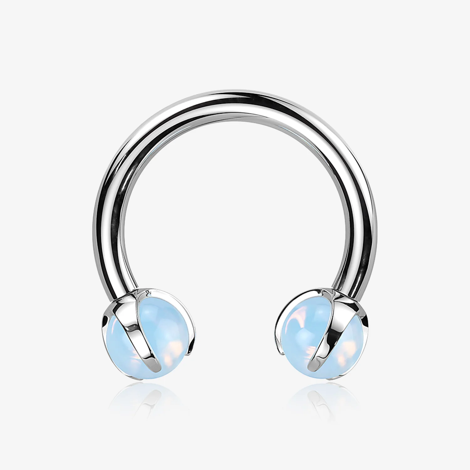 Implant Grade Titanium Opalite Stone Ball Claw Prong Internally Threaded Horseshoe Barbell