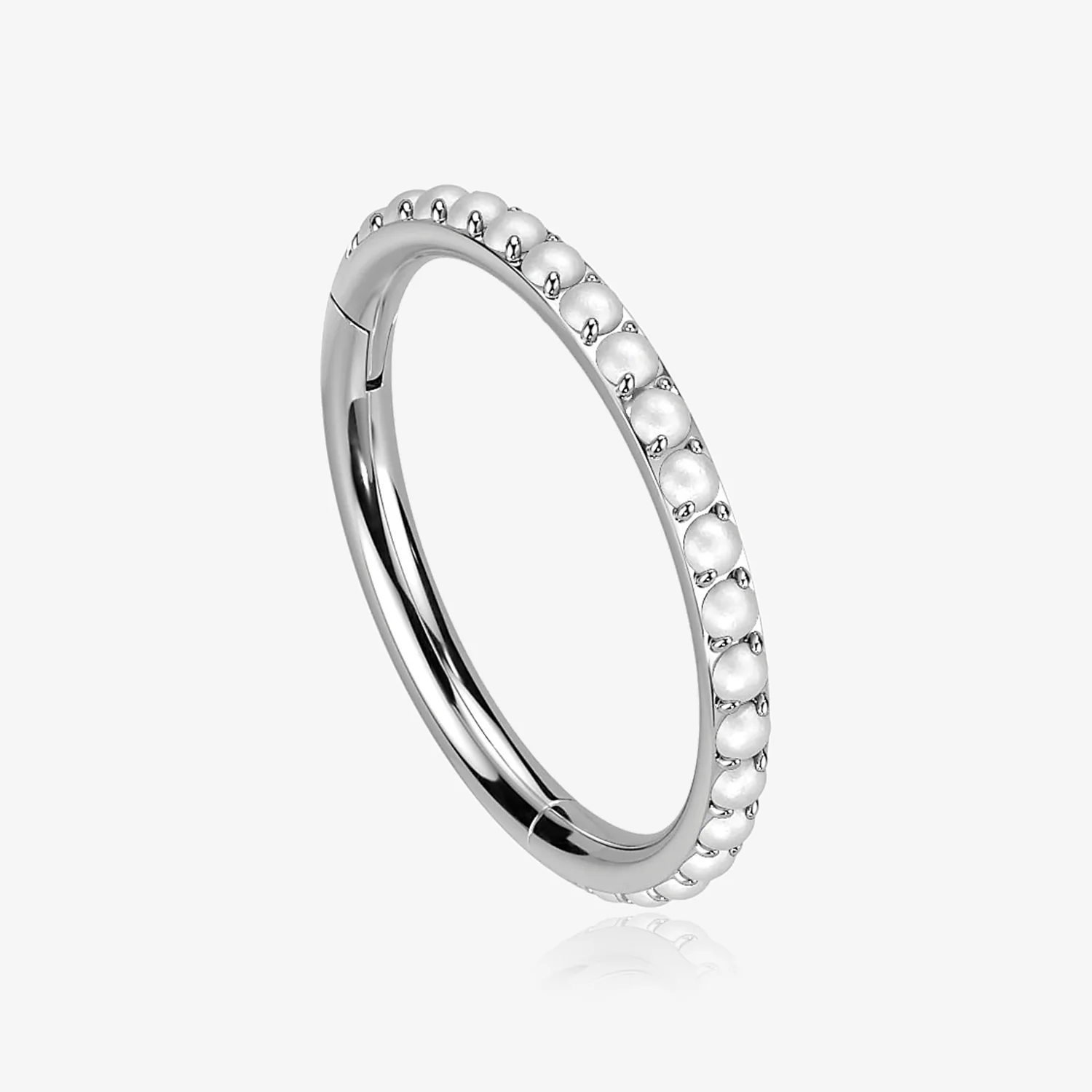 Implant Grade Titanium Pearlescent Beads Lined Clicker Hoop Ring