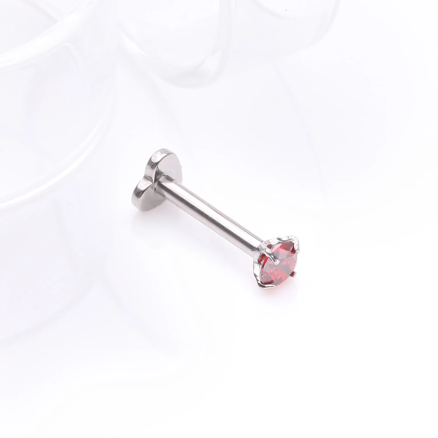 Implant Grade Titanium Prong Gem Sparkle Internally Threaded Heart Back Labret - Image 2