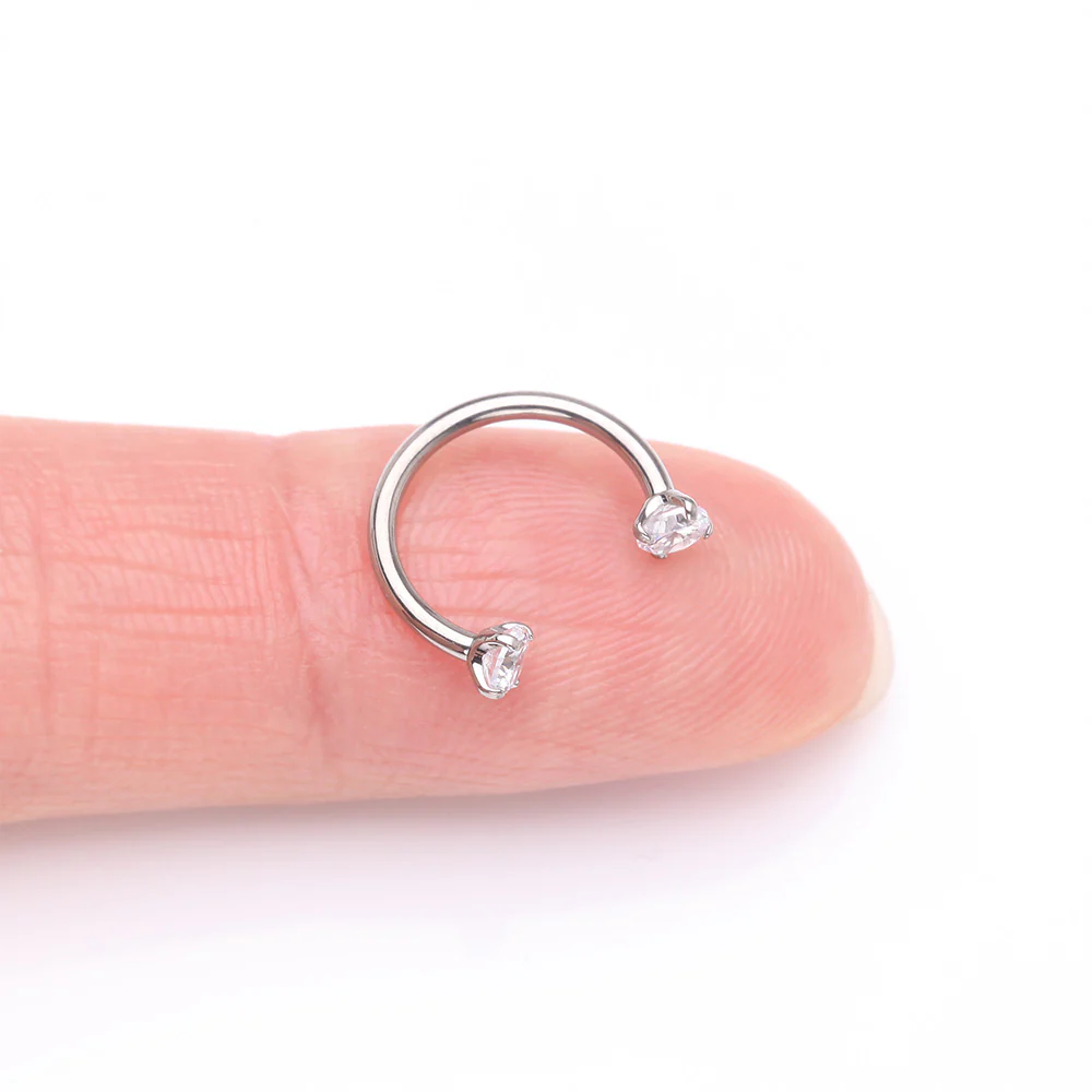 Implant Grade Titanium Prong Gem Sparkle Internally Threaded Horseshoe Barbell - Image 3