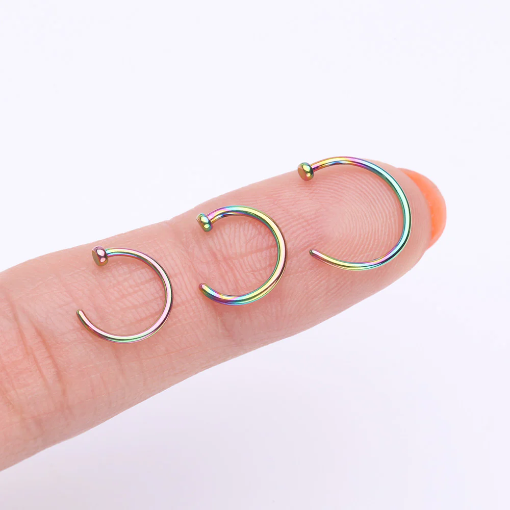 Implant Grade Titanium PVD Colorline Basic Nose Hoop Ring - Image 3
