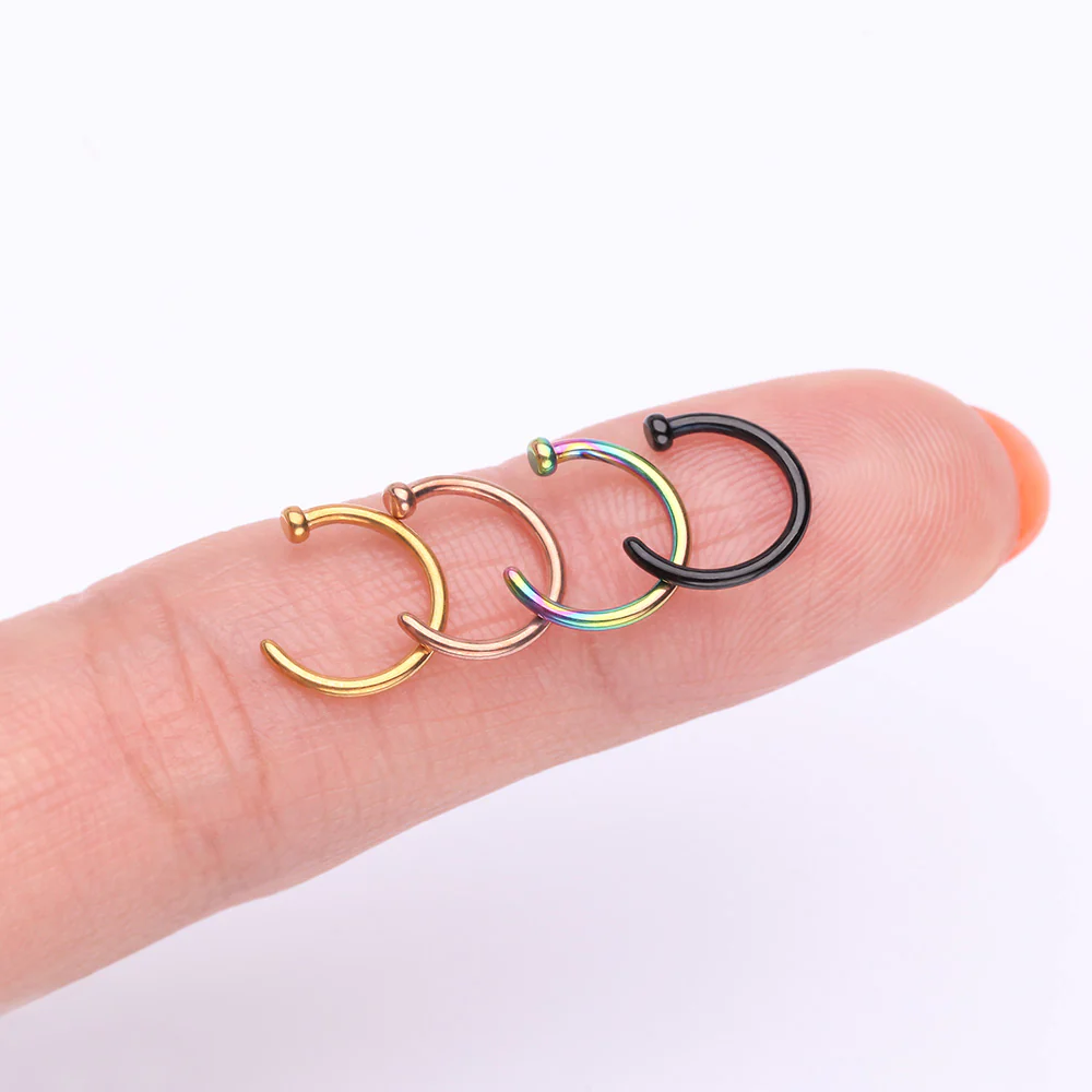Implant Grade Titanium PVD Colorline Basic Nose Hoop Ring - Image 4