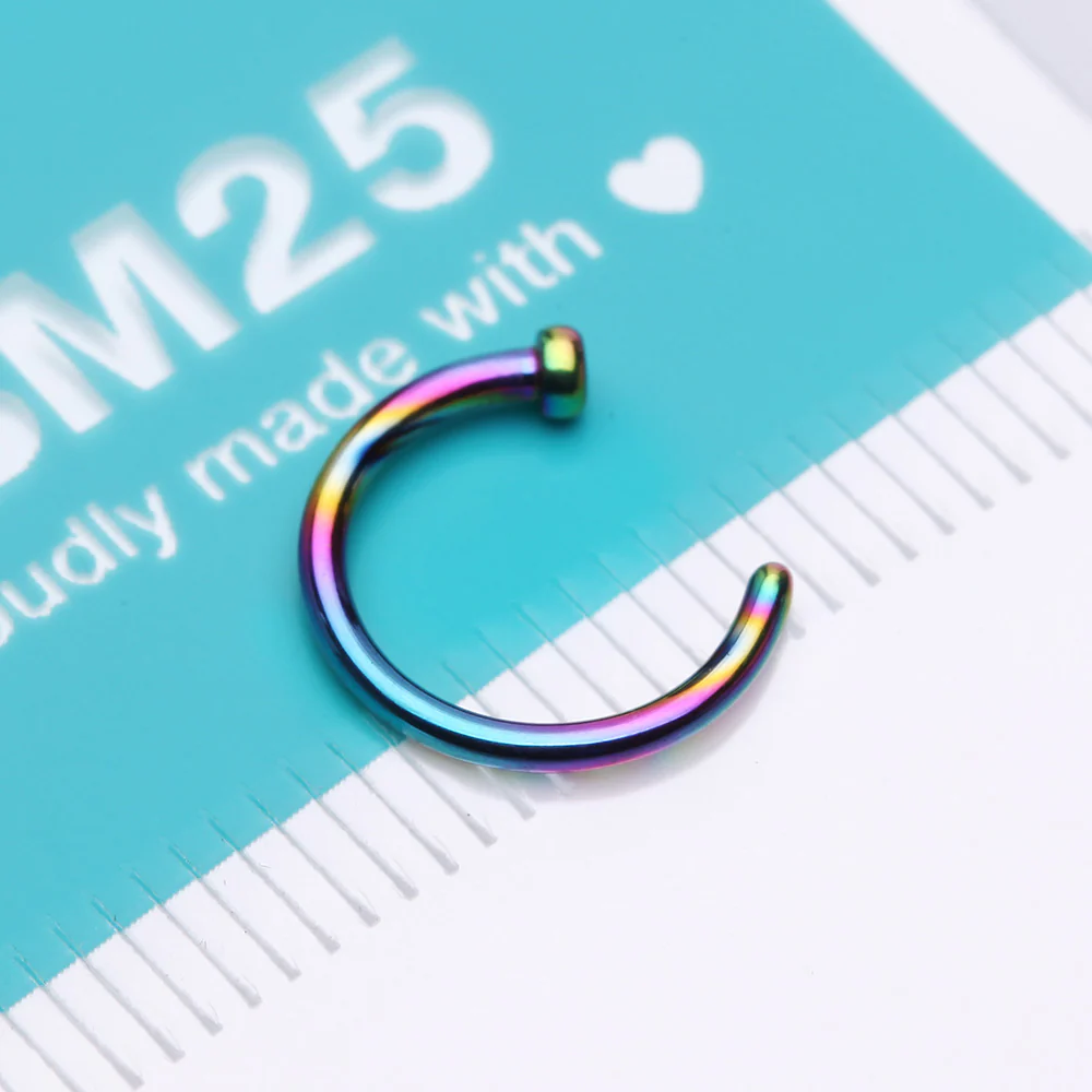Implant Grade Titanium PVD Colorline Basic Nose Hoop Ring - Image 5