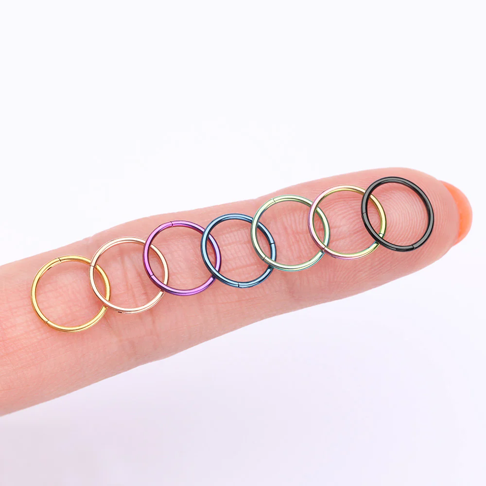 Implant Grade Titanium PVD Colorline Basic Seamless Hinged Clicker Hoop Ring - Image 4