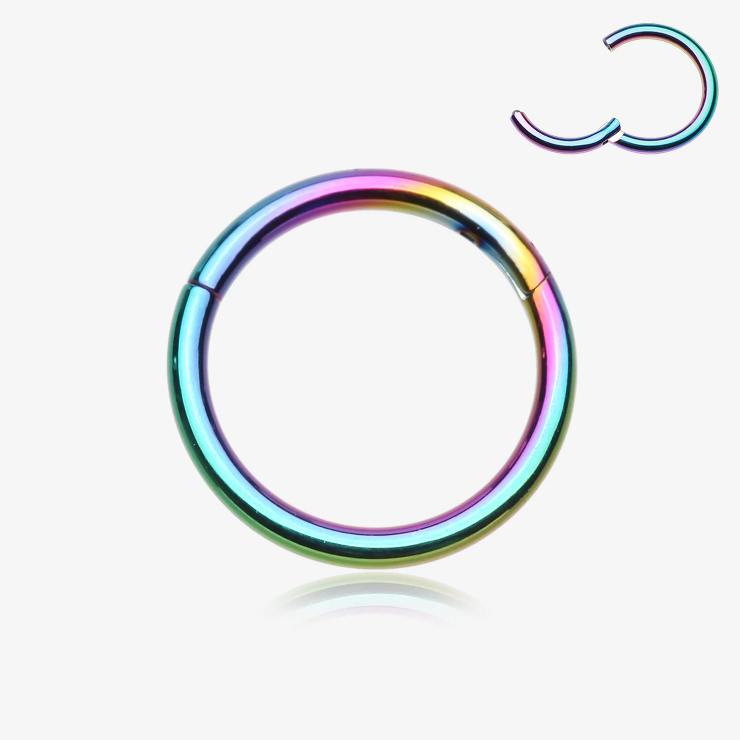 Implant Grade Titanium PVD Colorline Basic Seamless Hinged Clicker Hoop Ring