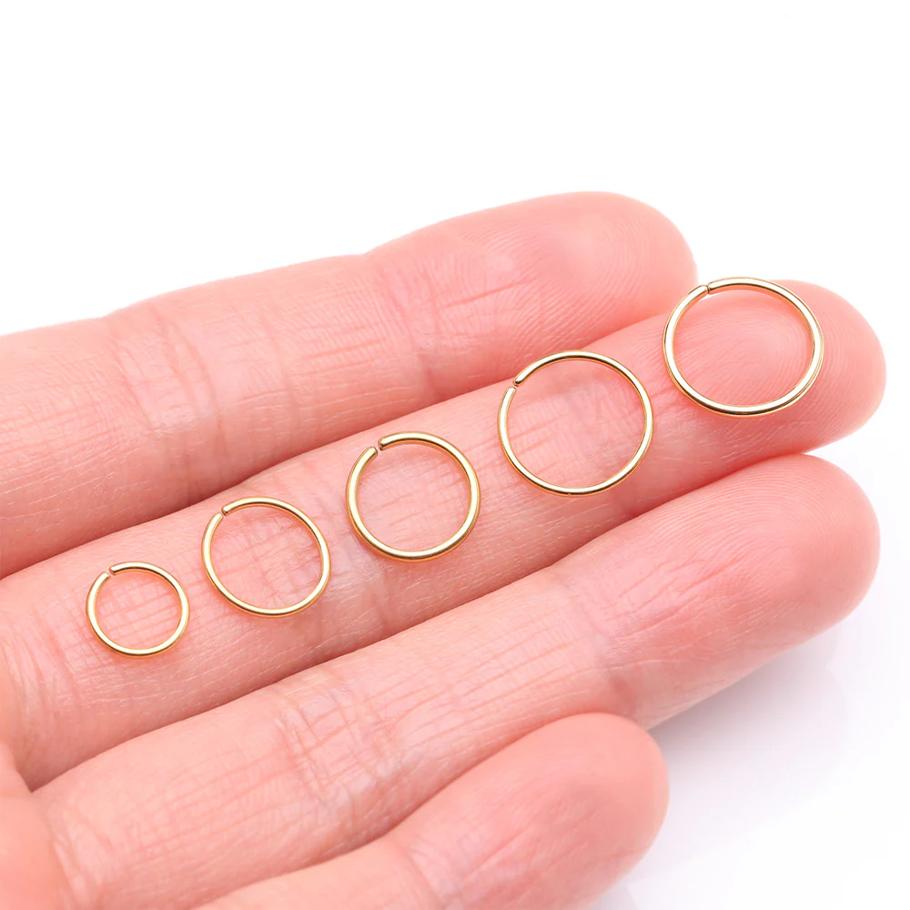 Implant Grade Titanium PVD Golden Seamless Bendable Hoop Ring - Image 3