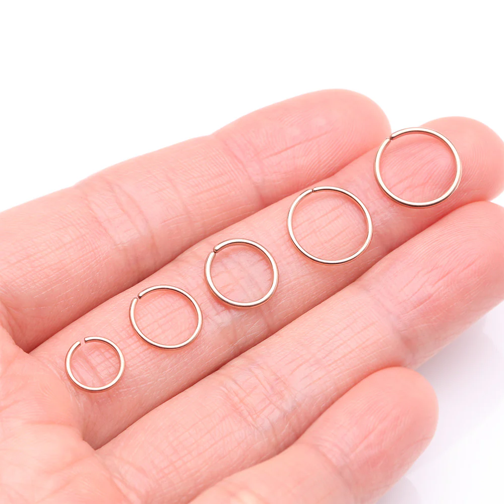 Implant Grade Titanium PVD Rose Gold Seamless Bendable Hoop Ring - Image 3