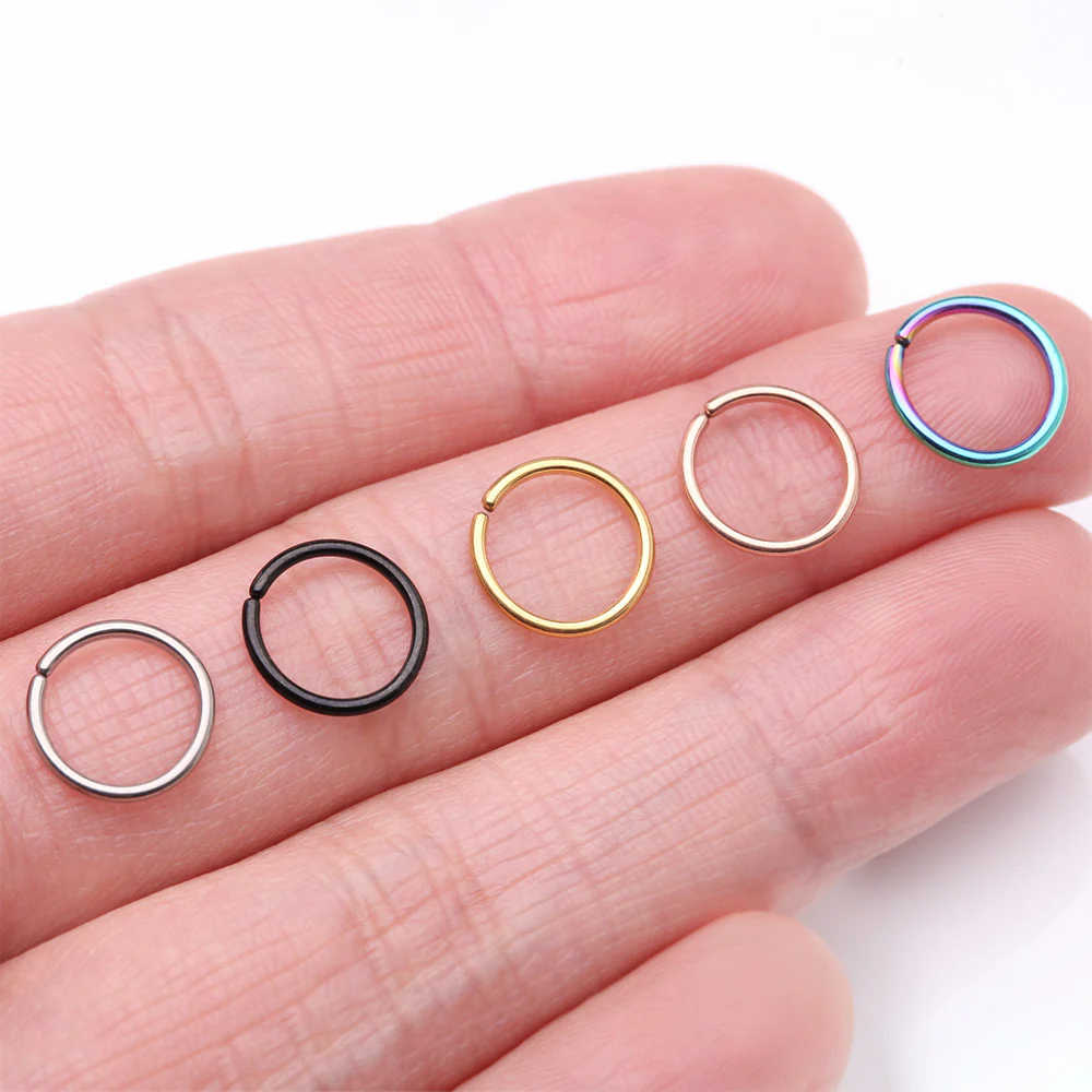 Implant Grade Titanium PVD Rose Gold Seamless Bendable Hoop Ring - Image 4