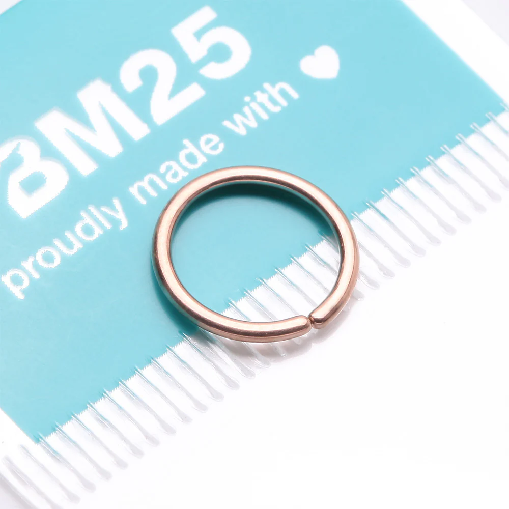 Implant Grade Titanium PVD Rose Gold Seamless Bendable Hoop Ring - Image 5