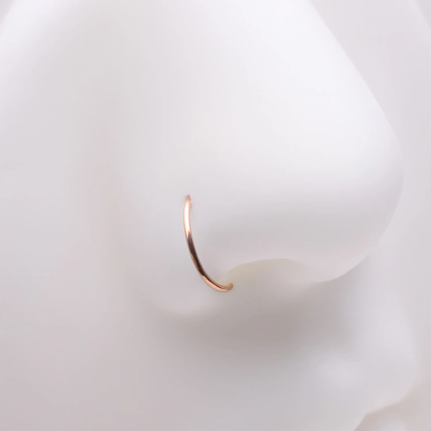 Implant Grade Titanium Rose Gold D-Shaped Flat Circle Top Nose Hoop - Image 2