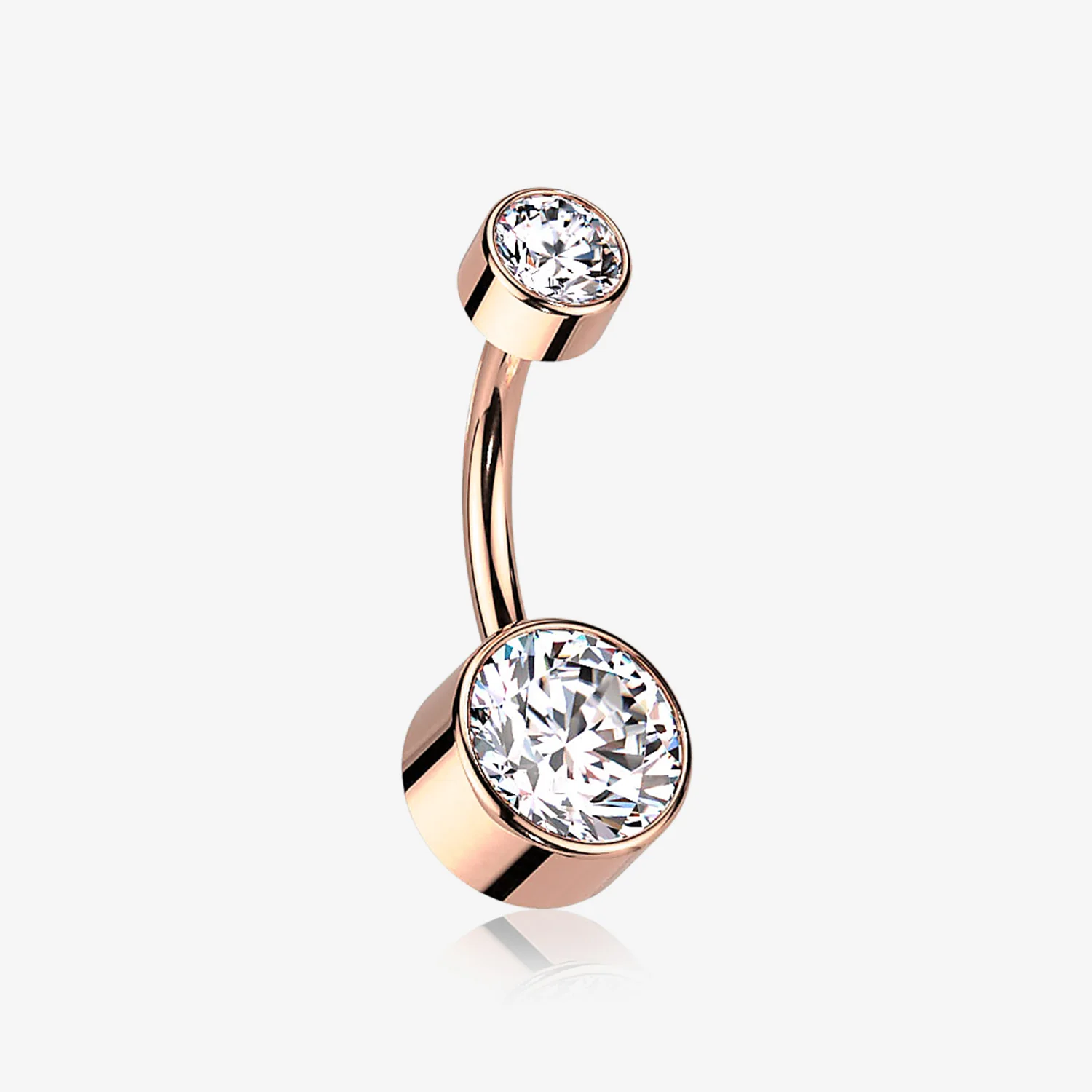 Implant Grade Titanium Rose Gold Internally Threaded Bezel Set Gem Belly Button Ring